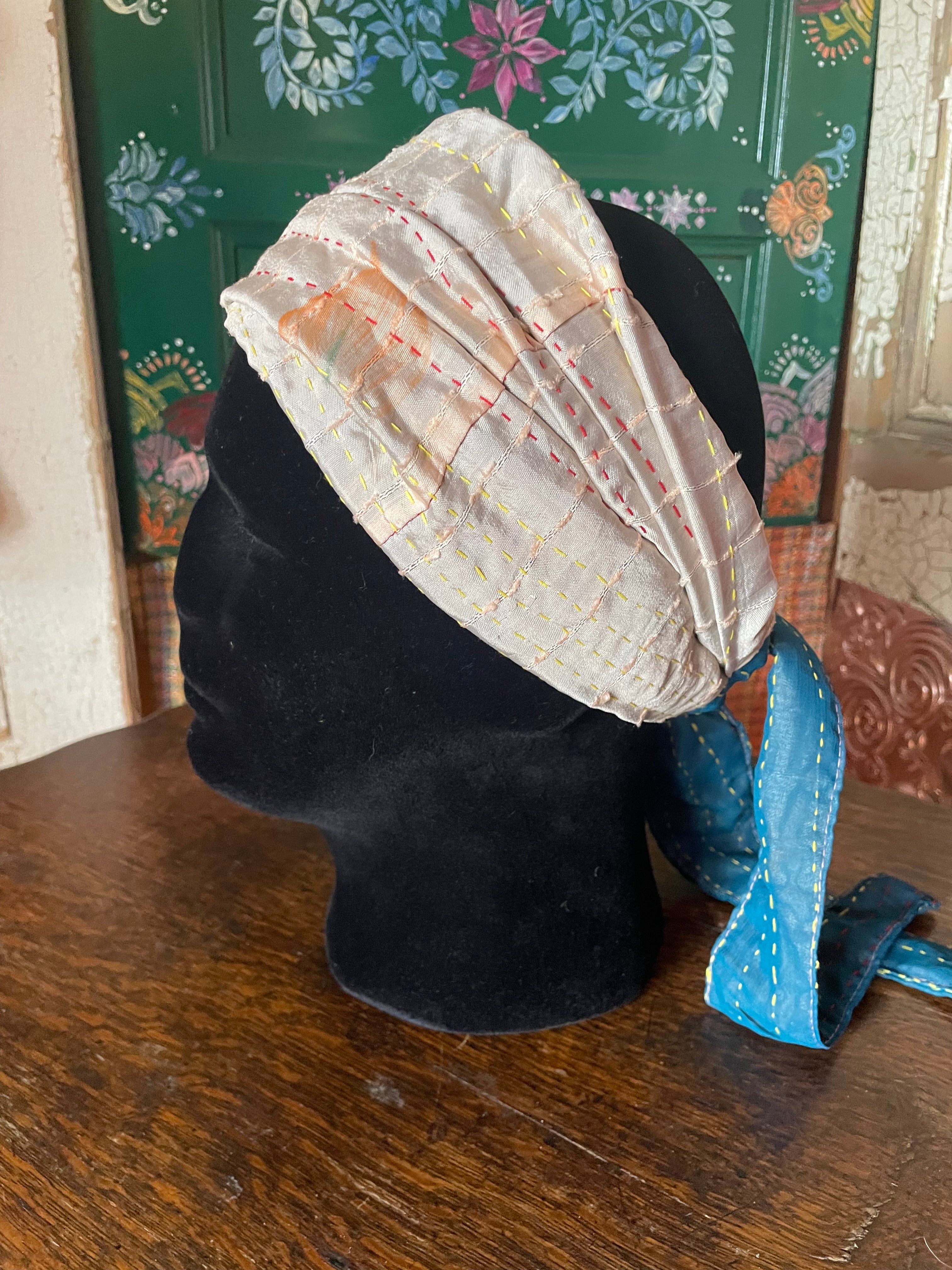 Silk kantha Head Scarf -Reversable