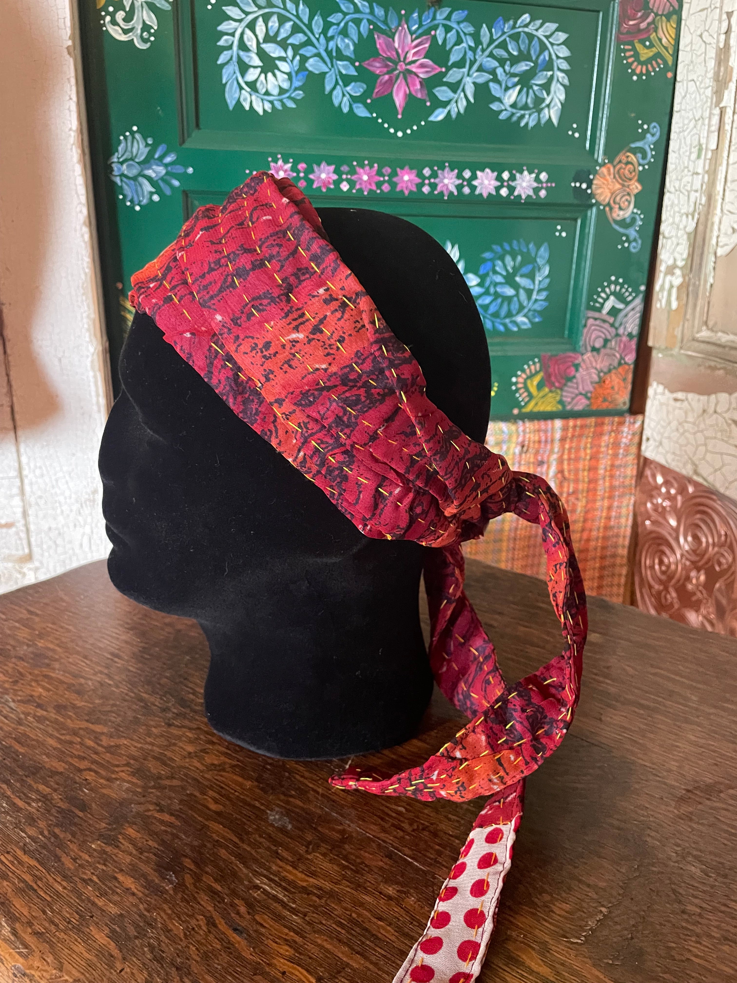 Silk kantha Head Scarf -Reversable