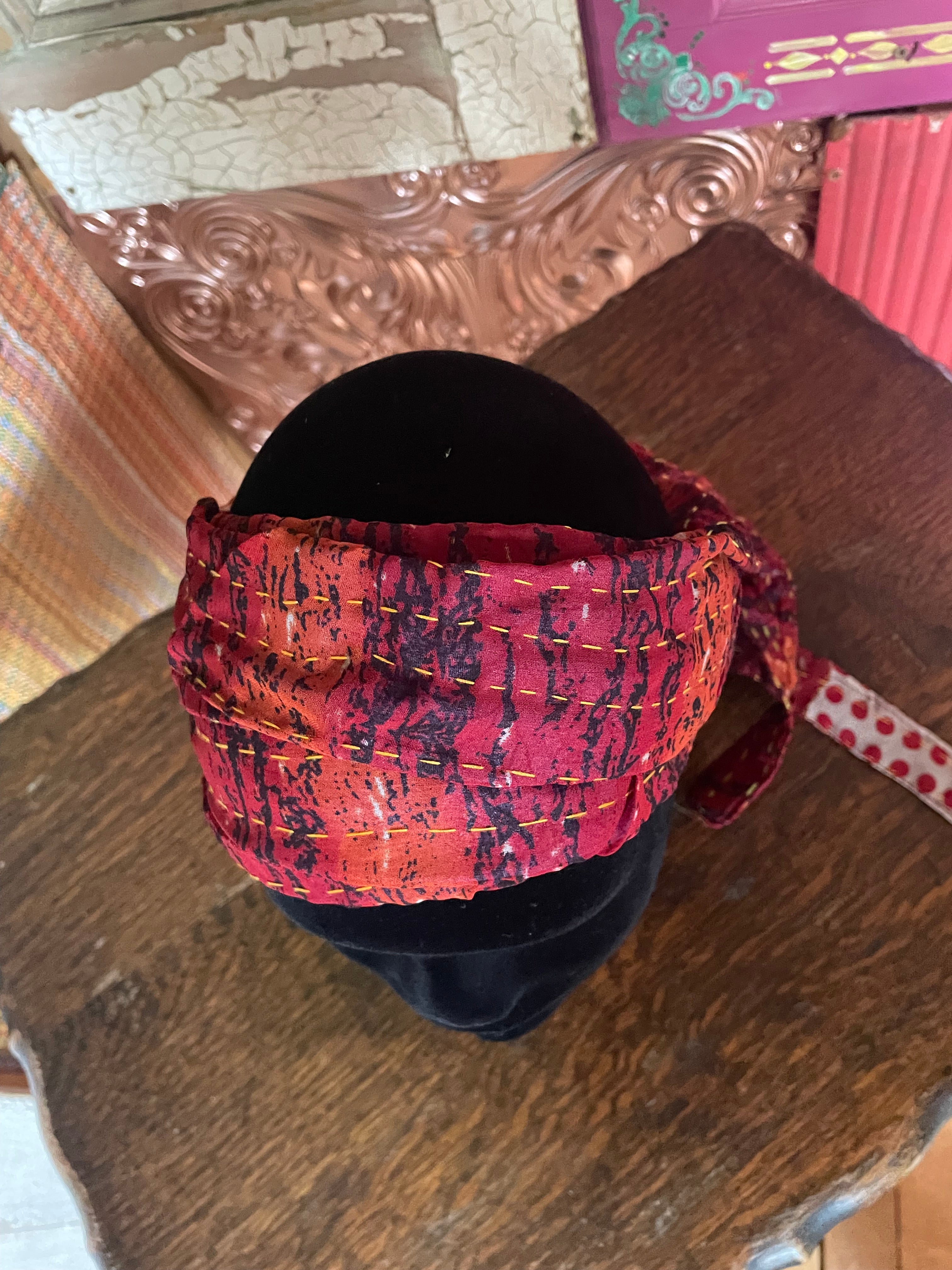 Silk kantha Head Scarf -Reversable
