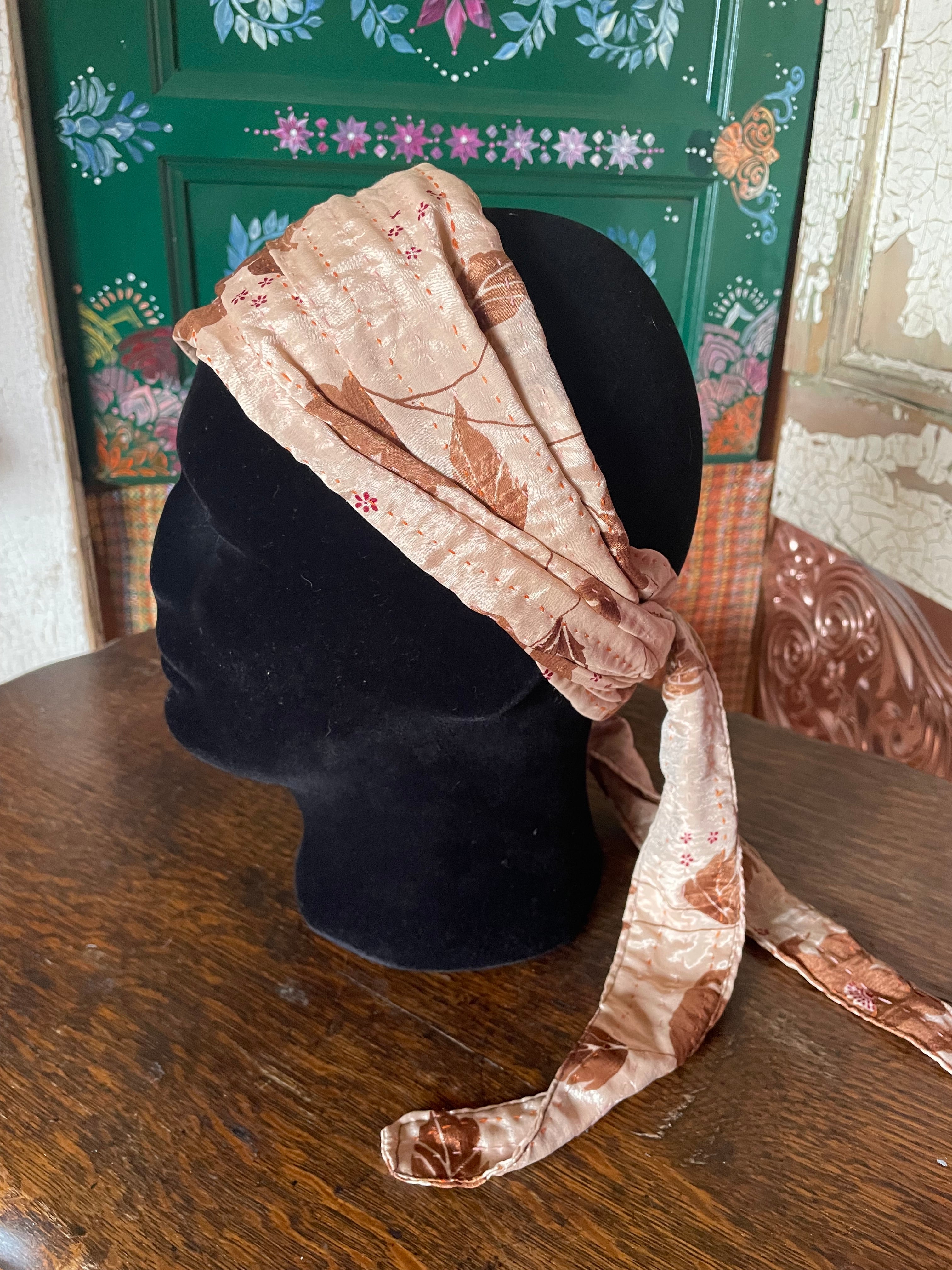 Silk kantha Head Scarf -Reversable