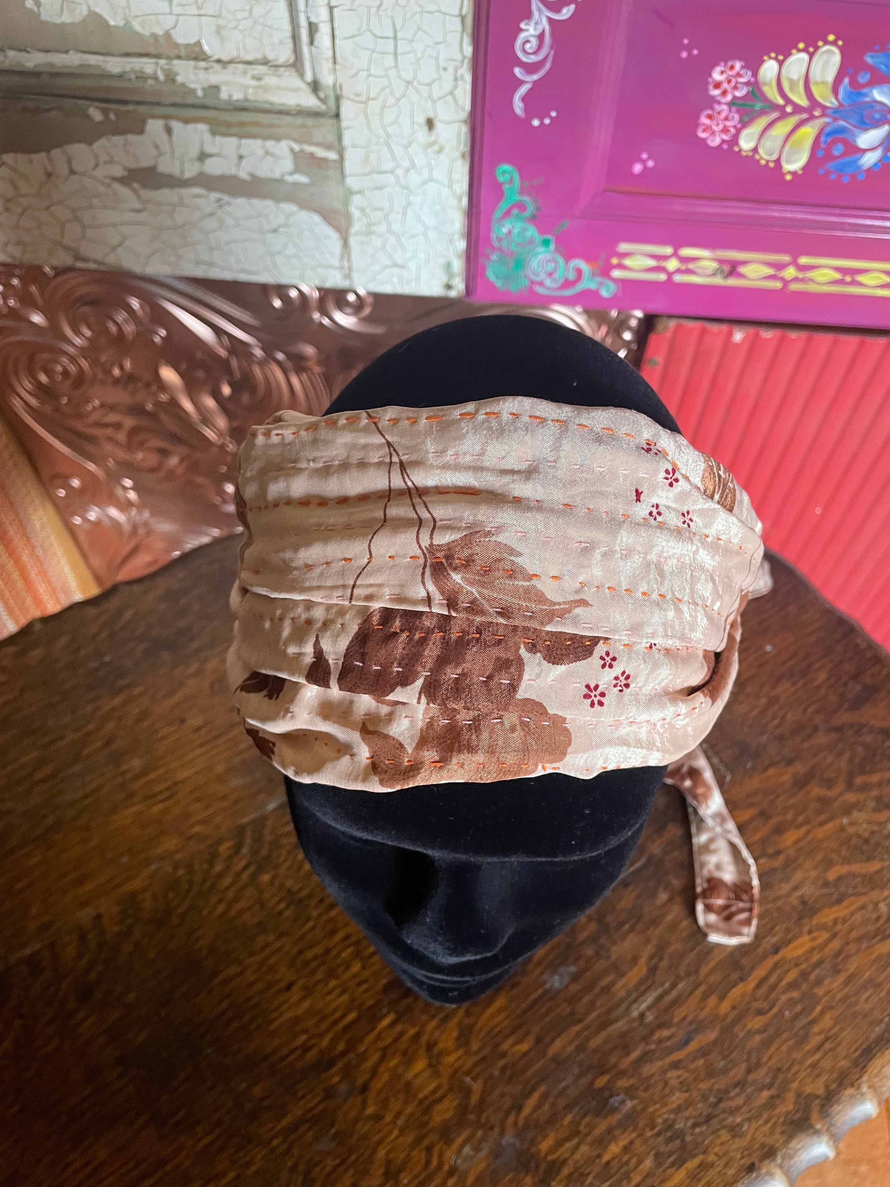 Silk kantha Head Scarf -Reversable