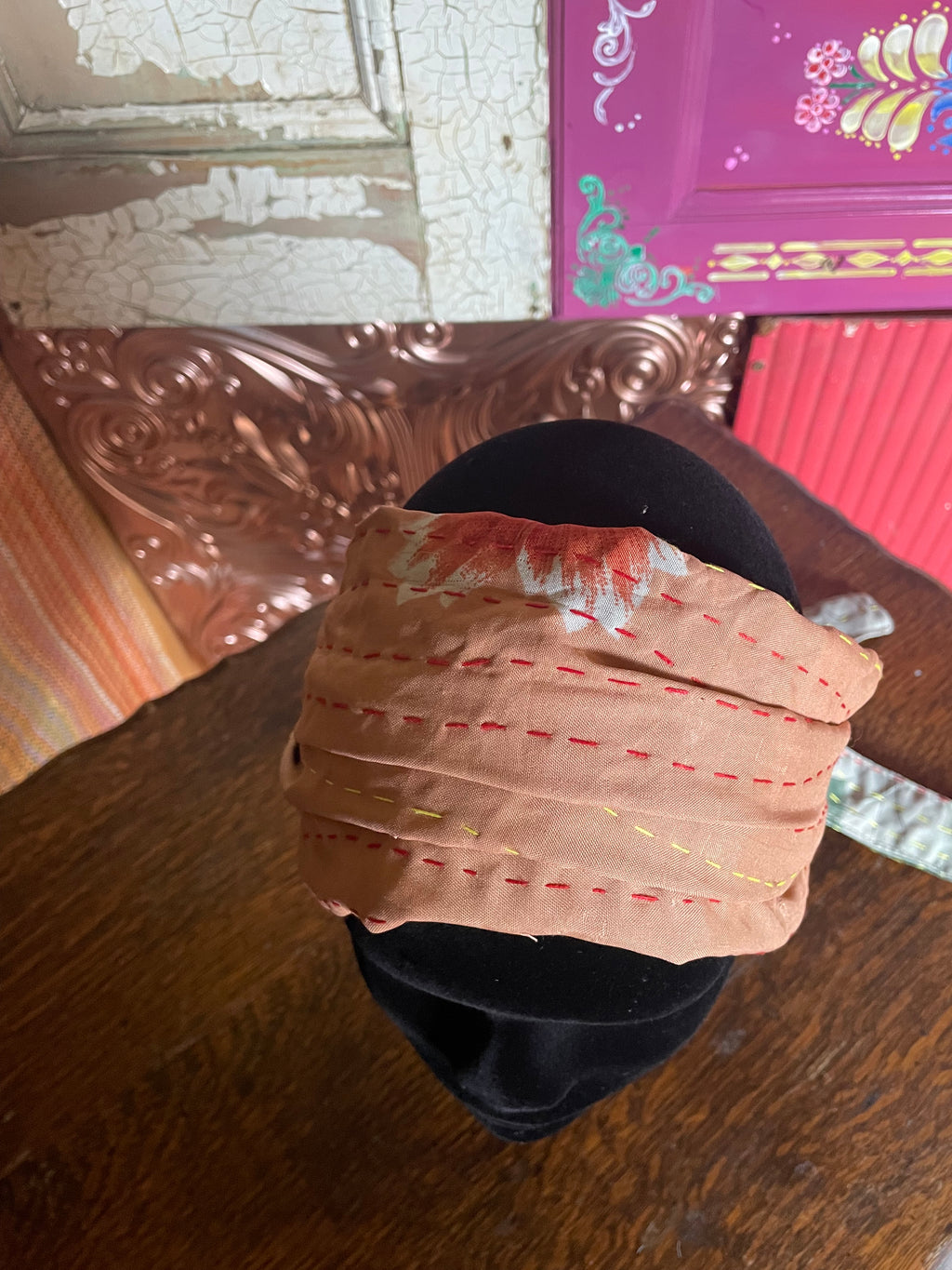 Silk kantha Head Scarf -Reversable