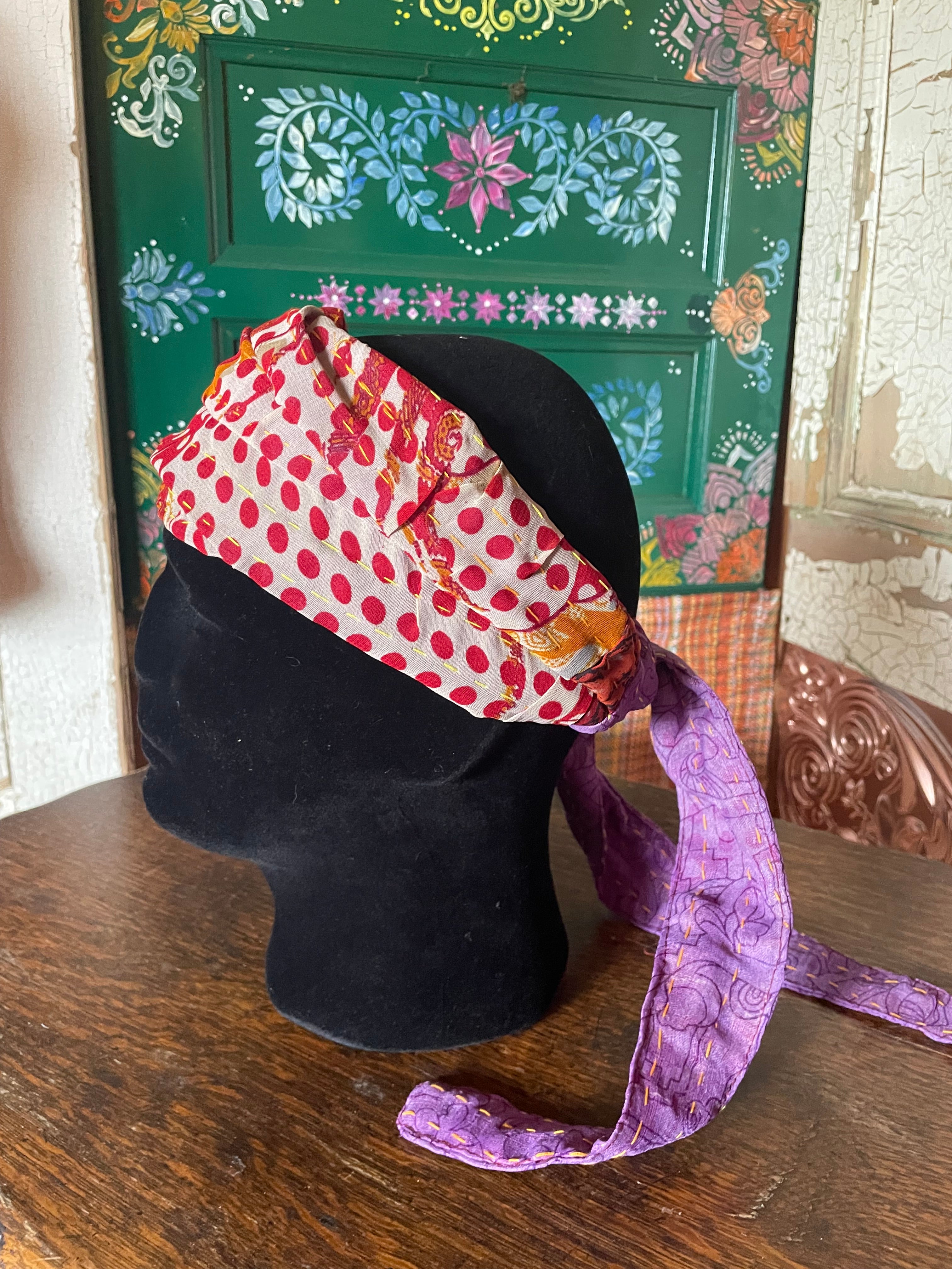 Silk kantha Head Scarf -Reversable