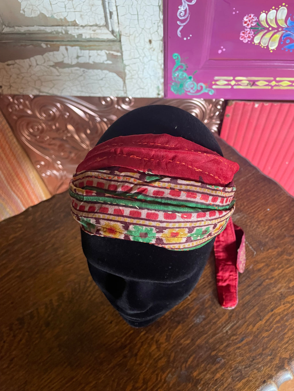 Silk kantha Head Scarf -Reversable