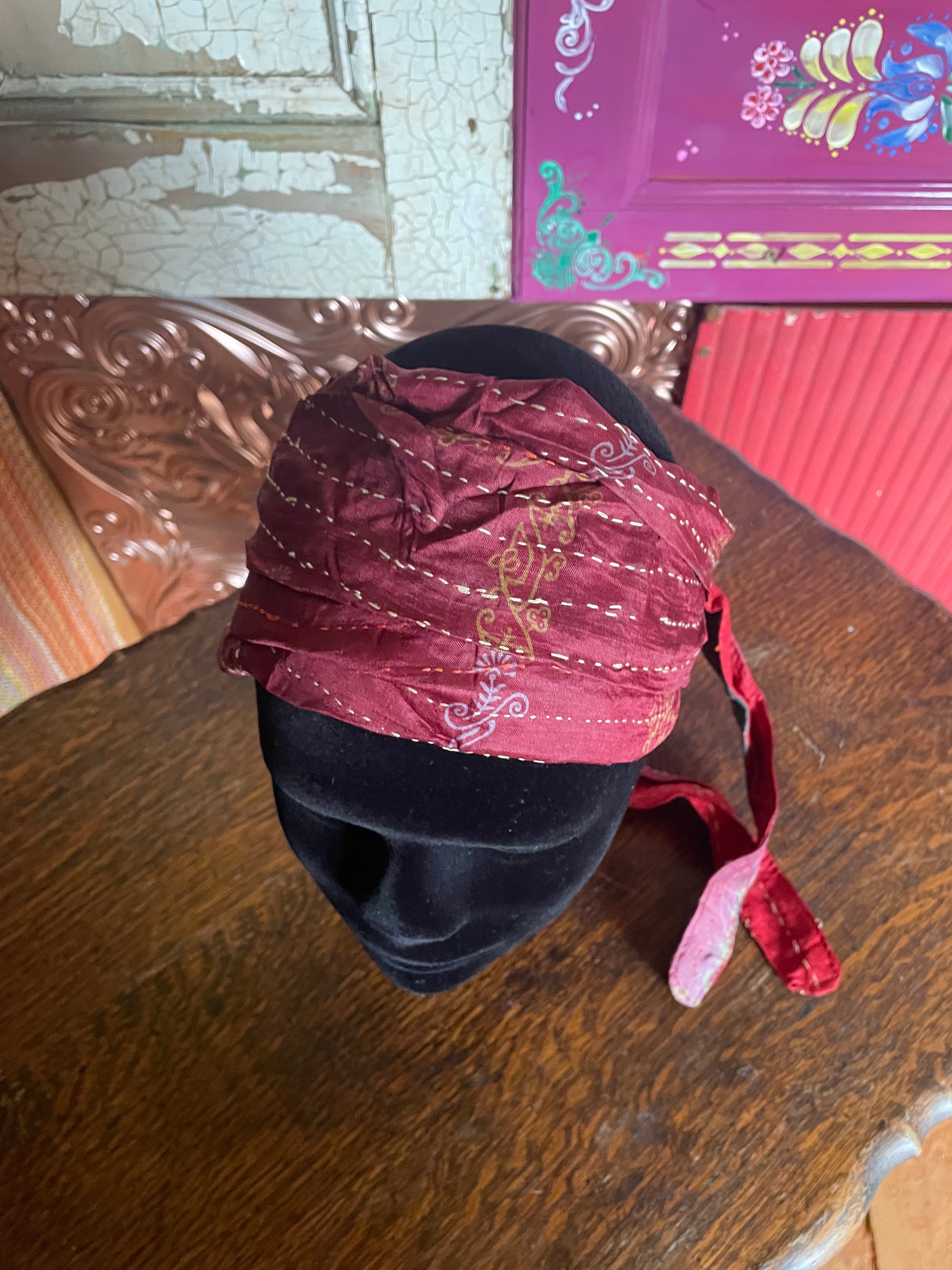 Silk kantha Head Scarf -Reversable