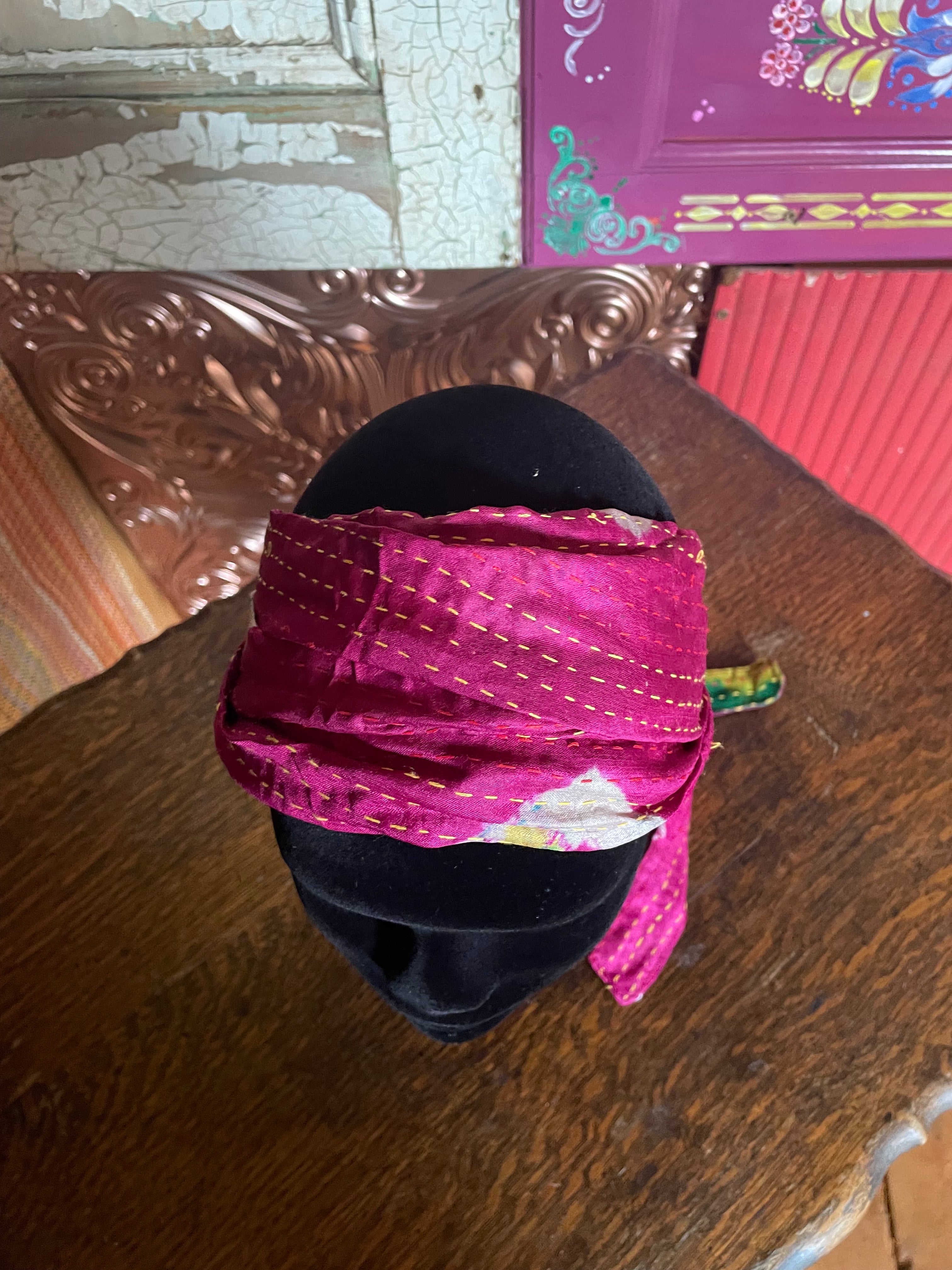 Silk kantha Head Scarf -Reversable