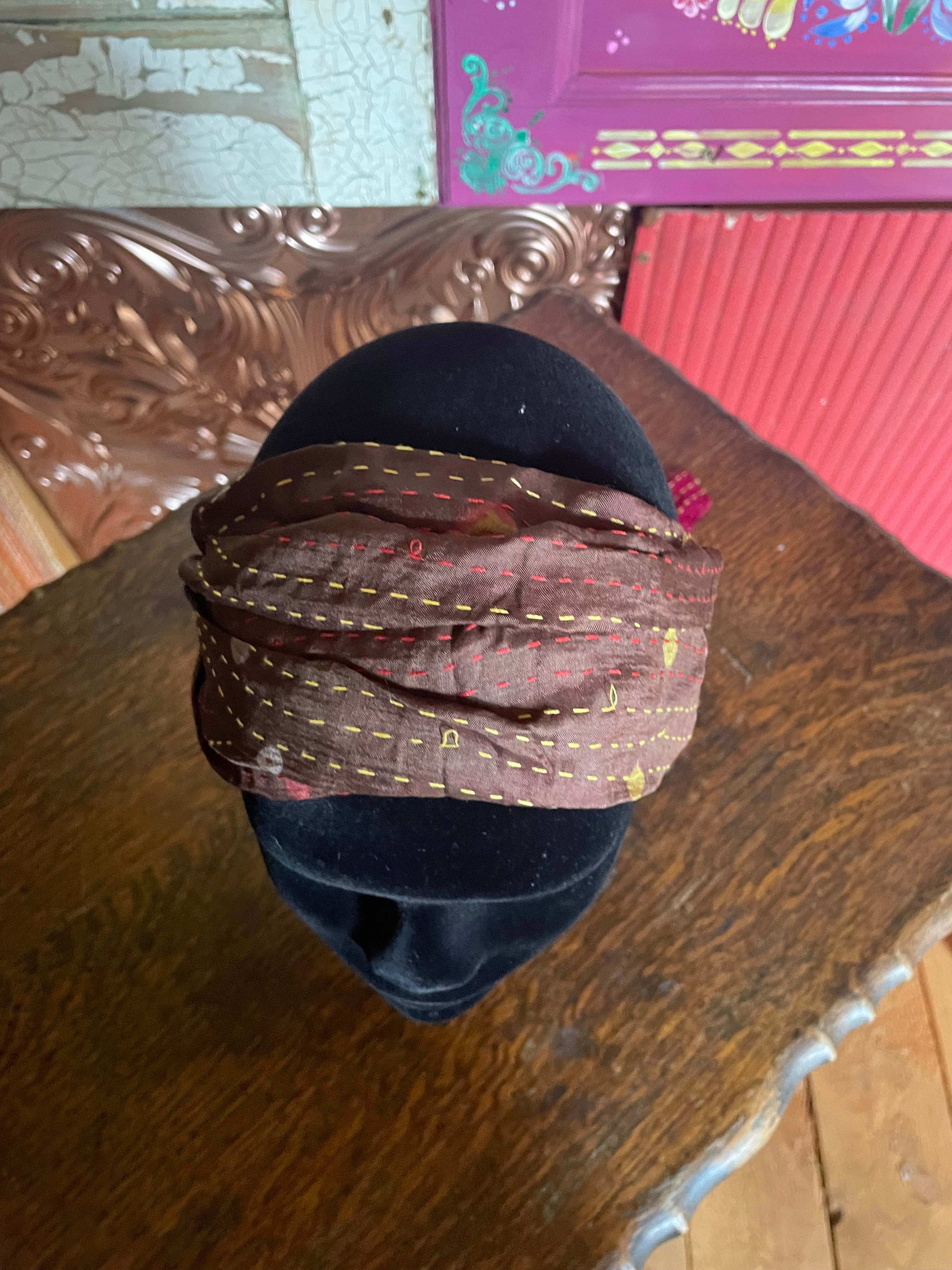 Silk kantha Head Scarf -Reversable