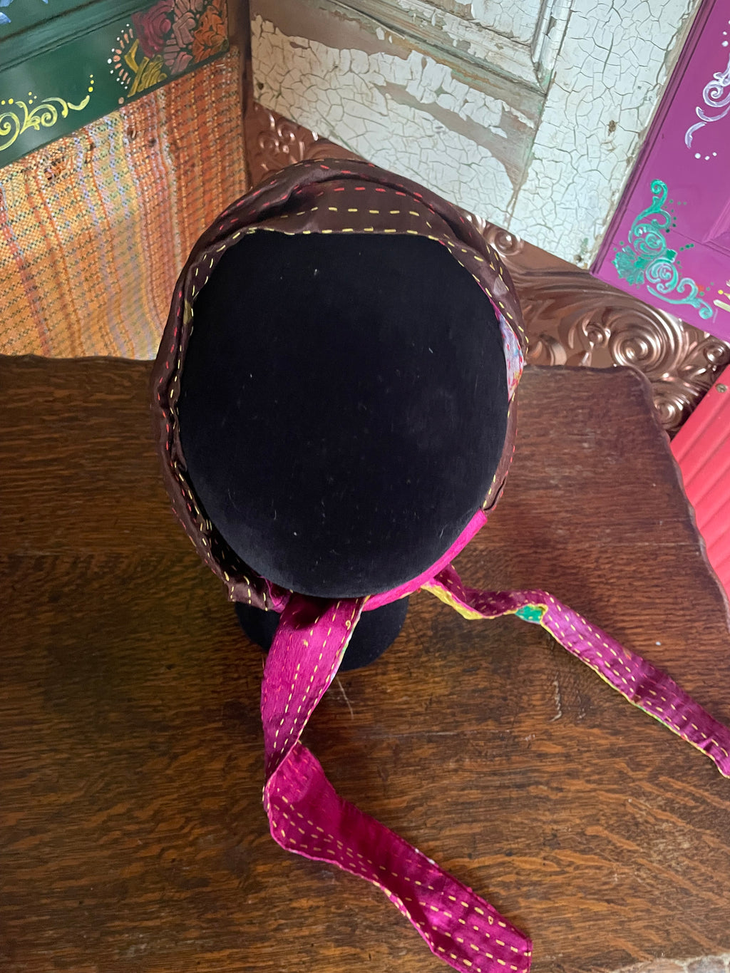 Silk kantha Head Scarf -Reversable