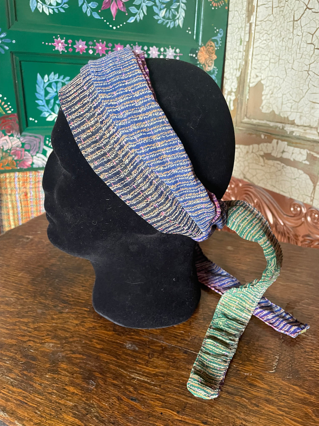 Silk kantha Head Scarf -Reversable