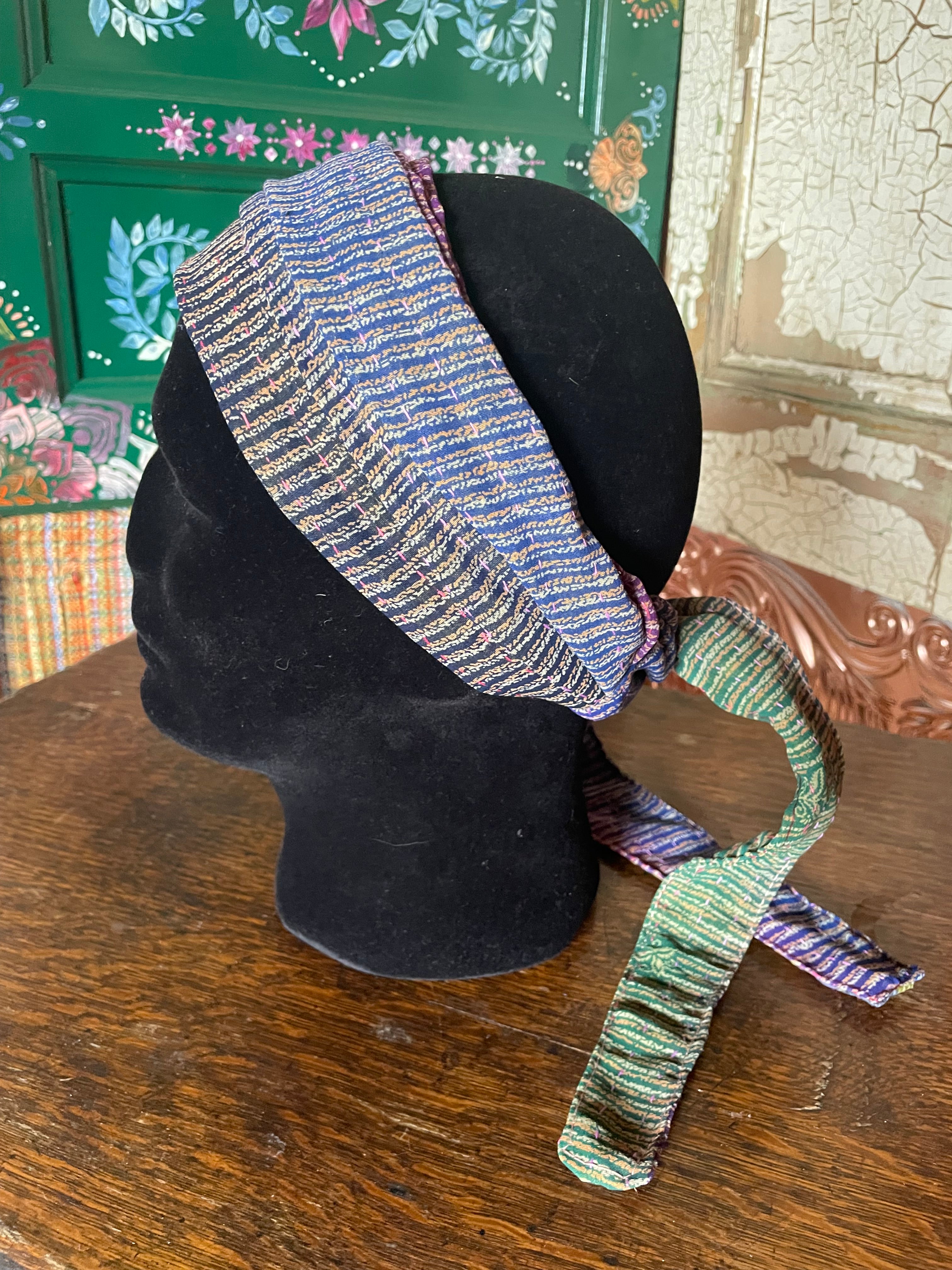 Silk kantha Head Scarf -Reversable