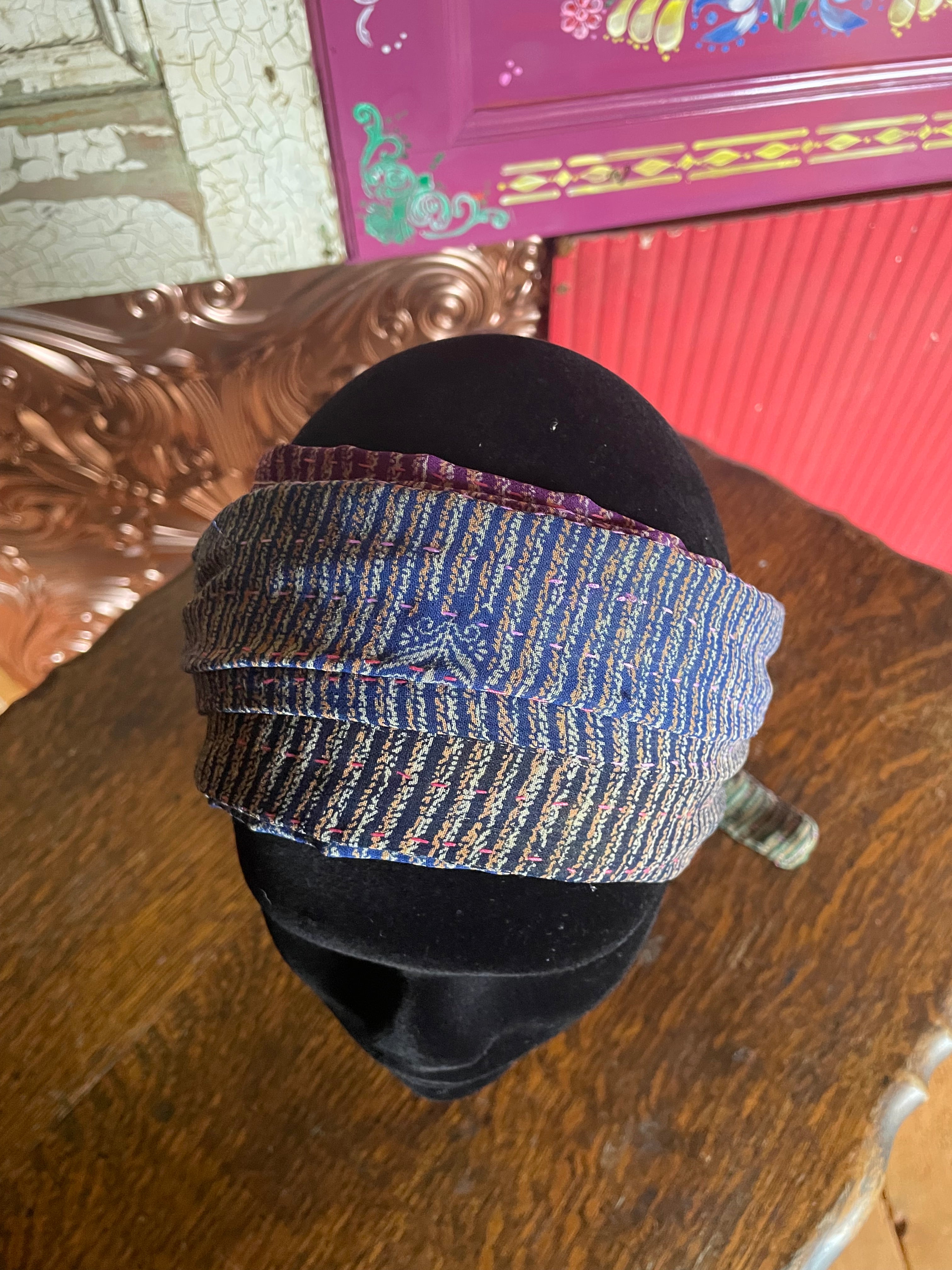 Silk kantha Head Scarf -Reversable