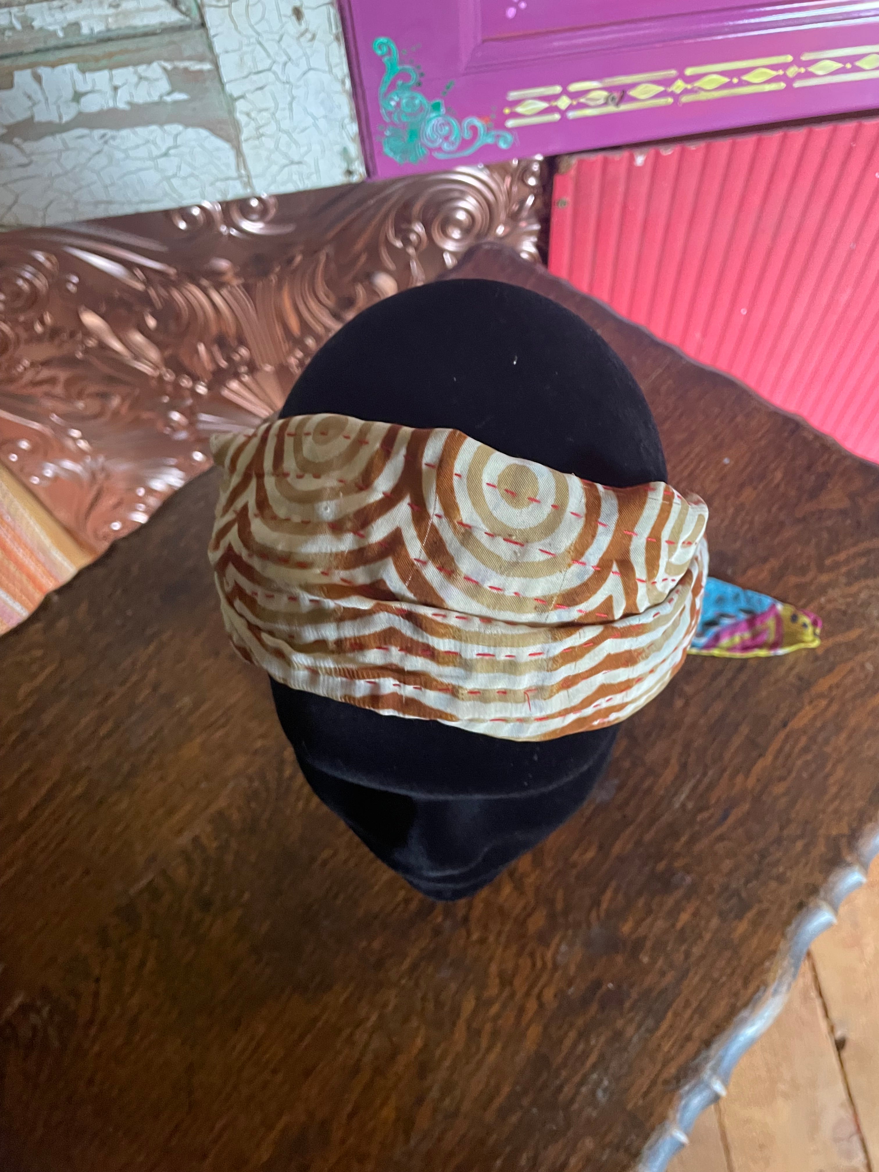 Silk kantha Head Scarf -Reversable