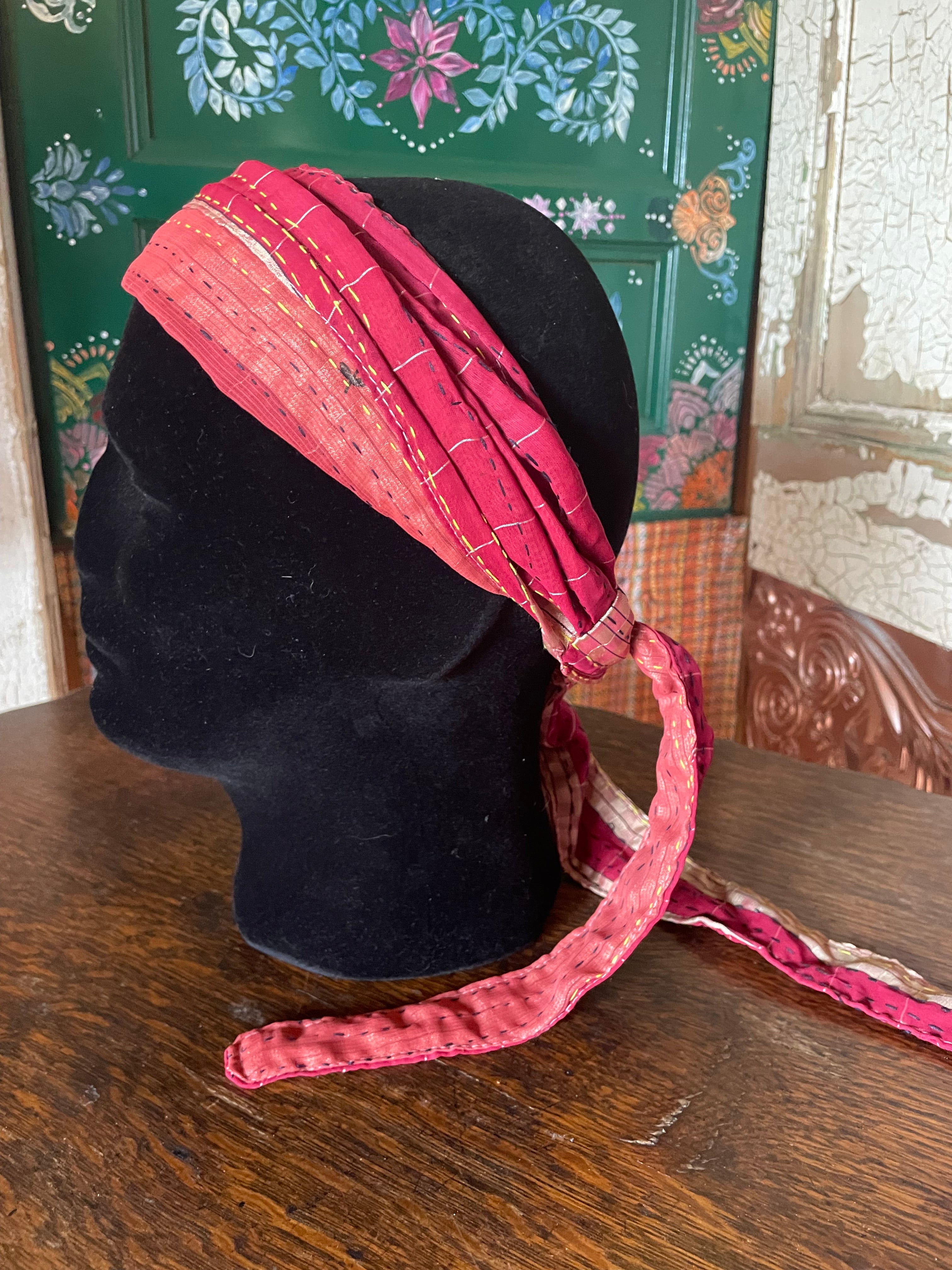 Silk kantha Head Scarf -Reversable