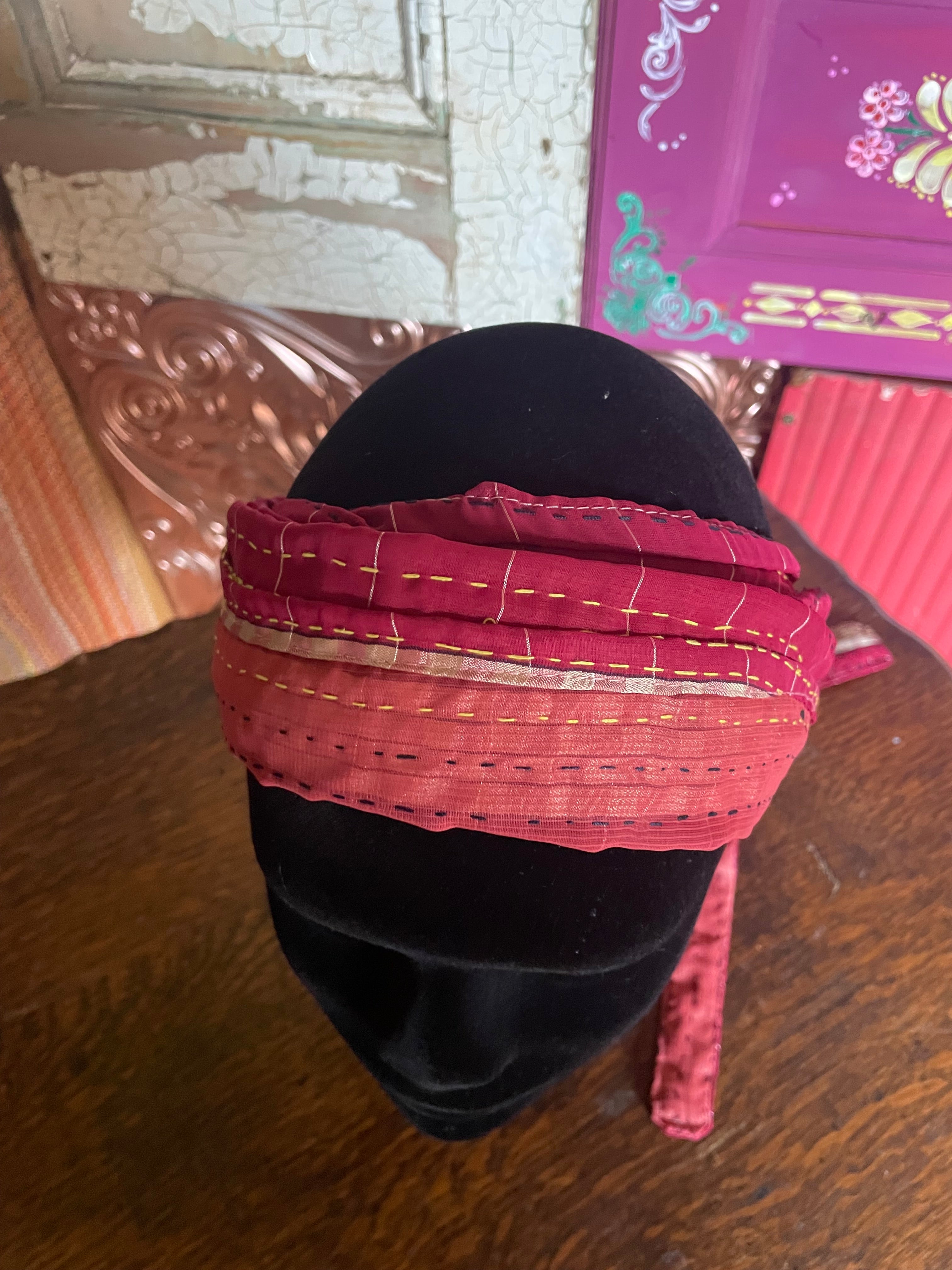 Silk kantha Head Scarf -Reversable
