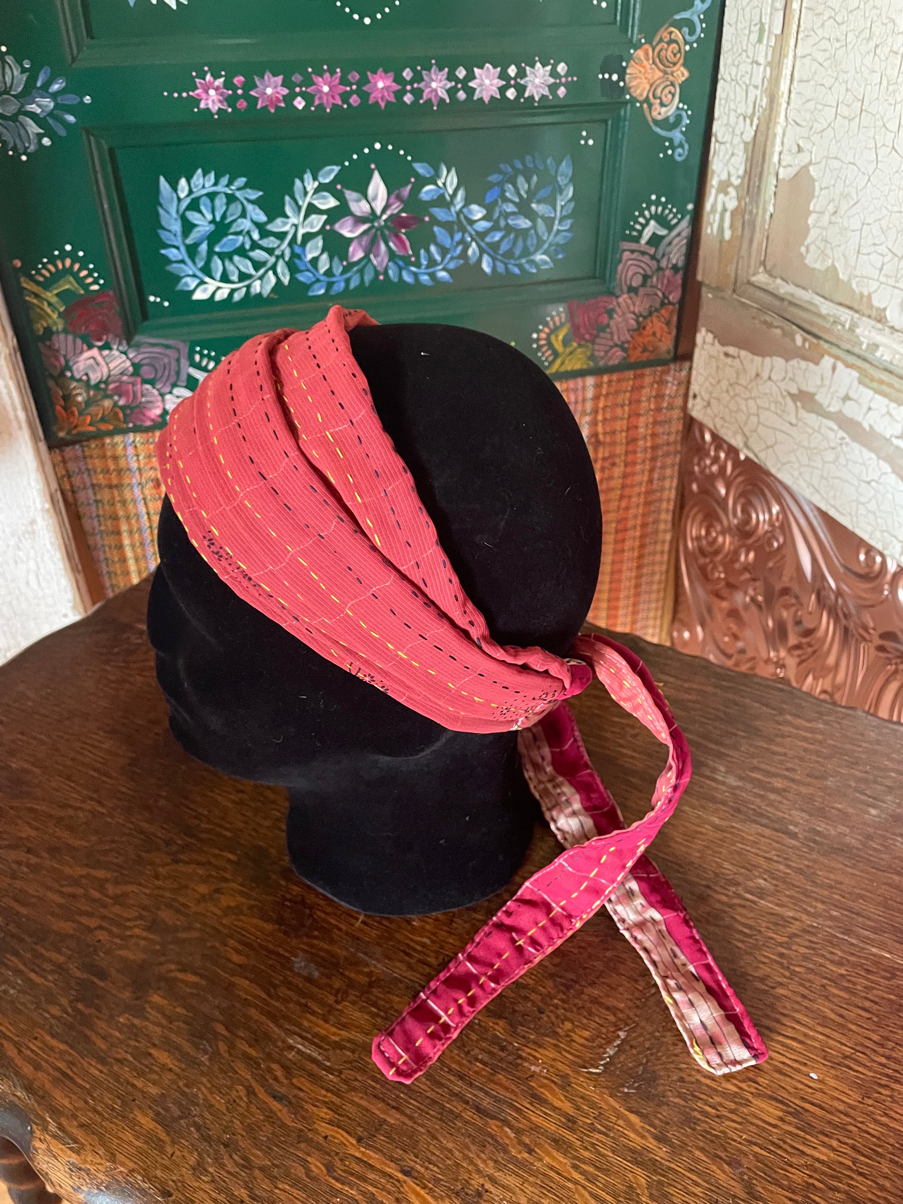Silk kantha Head Scarf -Reversable
