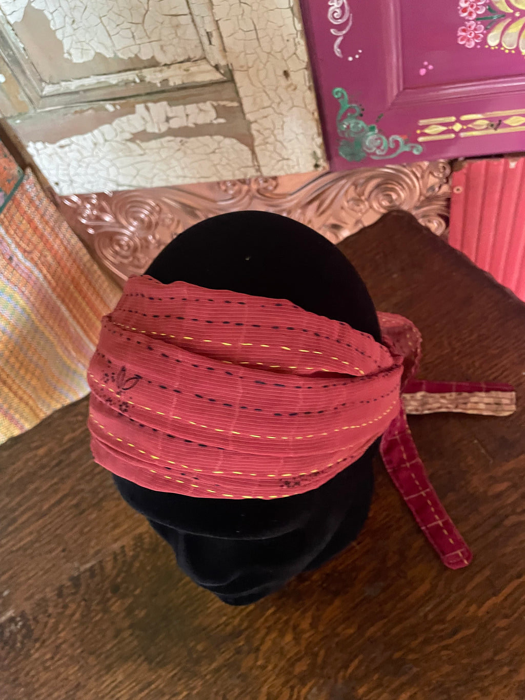 Silk kantha Head Scarf -Reversable
