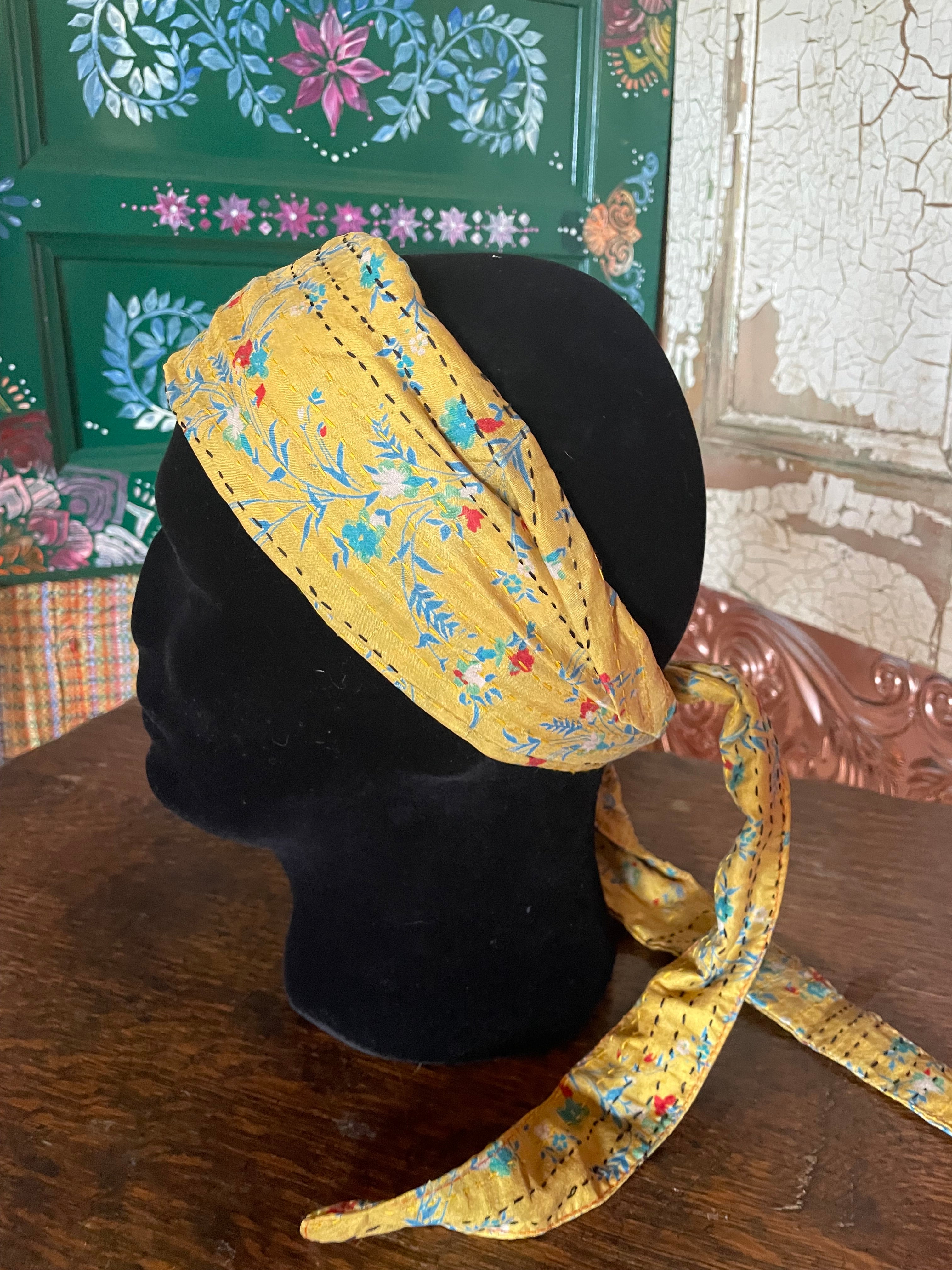 Silk kantha Head Scarf -Reversable