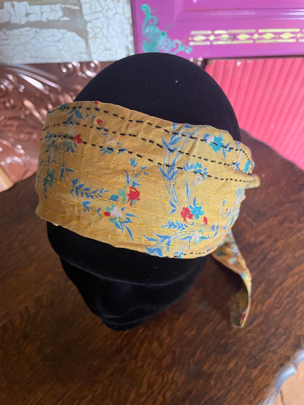 Silk kantha Head Scarf -Reversable