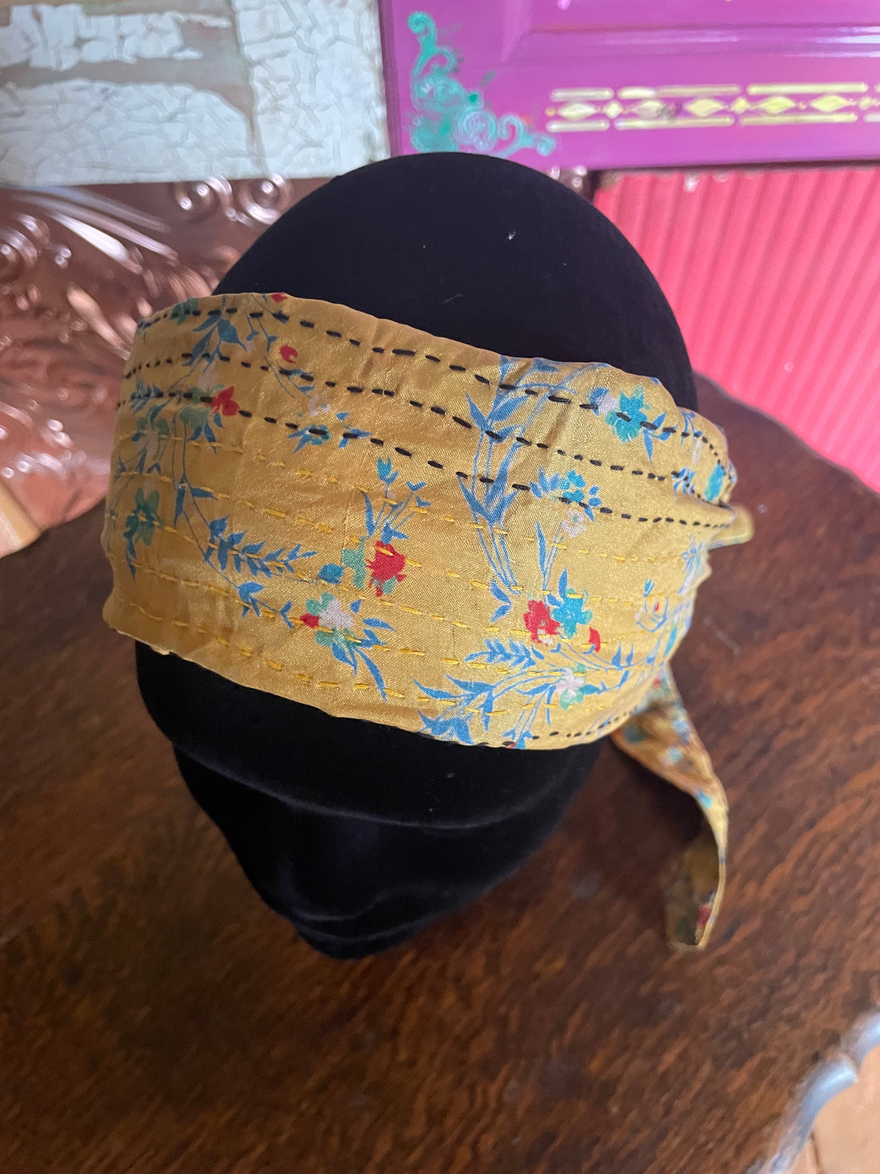 Silk kantha Head Scarf -Reversable