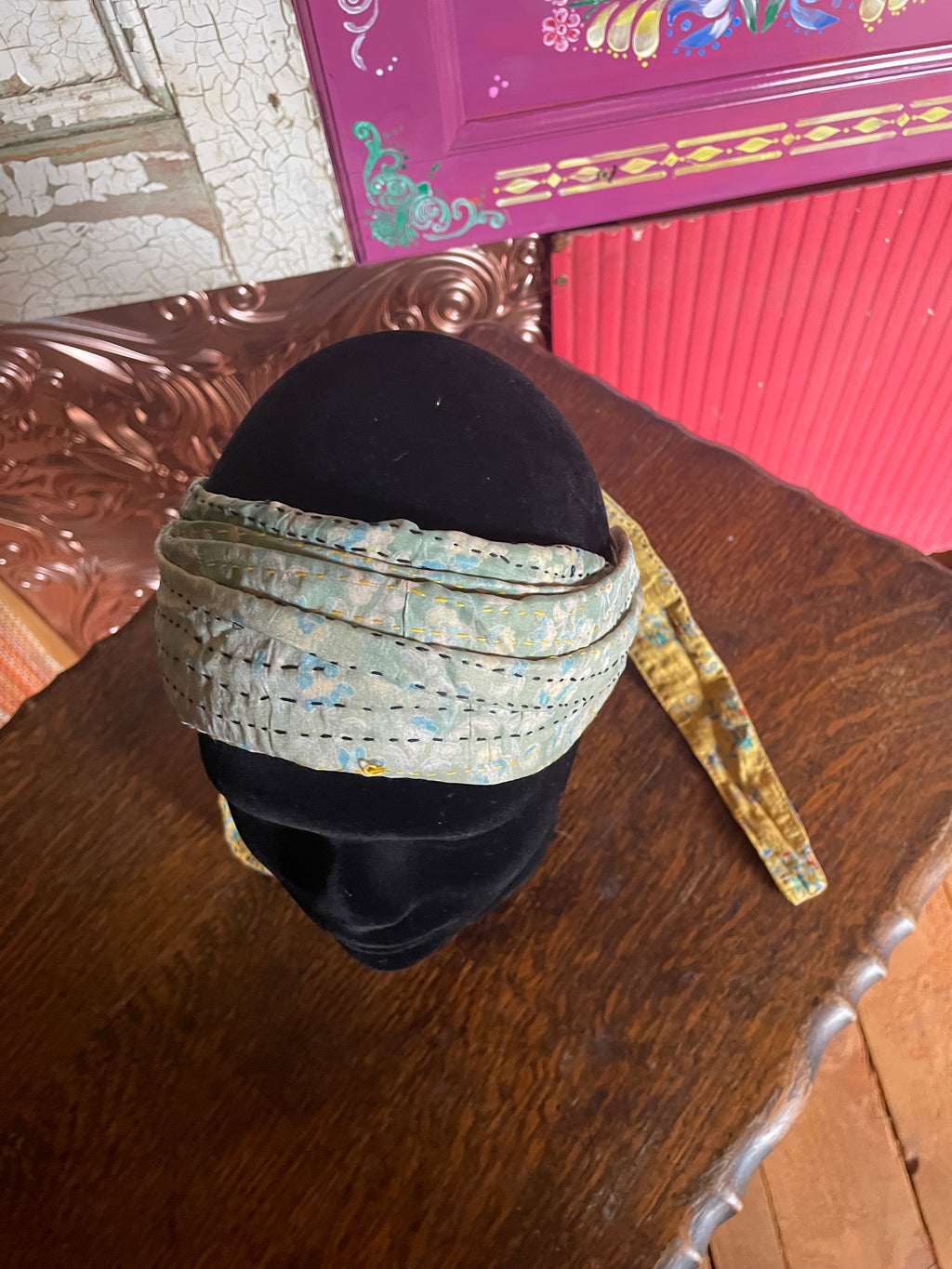 Silk kantha Head Scarf -Reversable