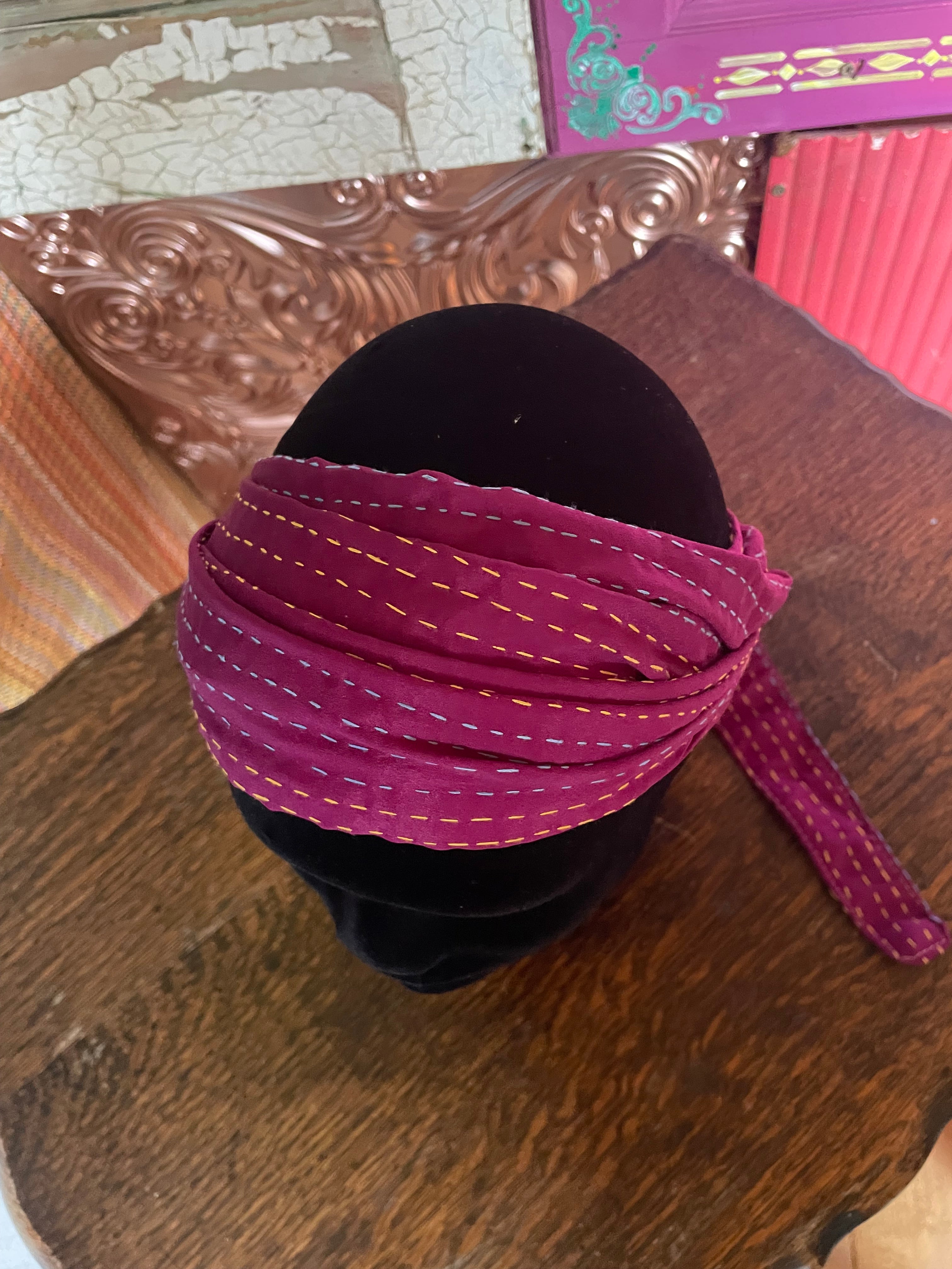 Silk kantha Head Scarf -Reversable