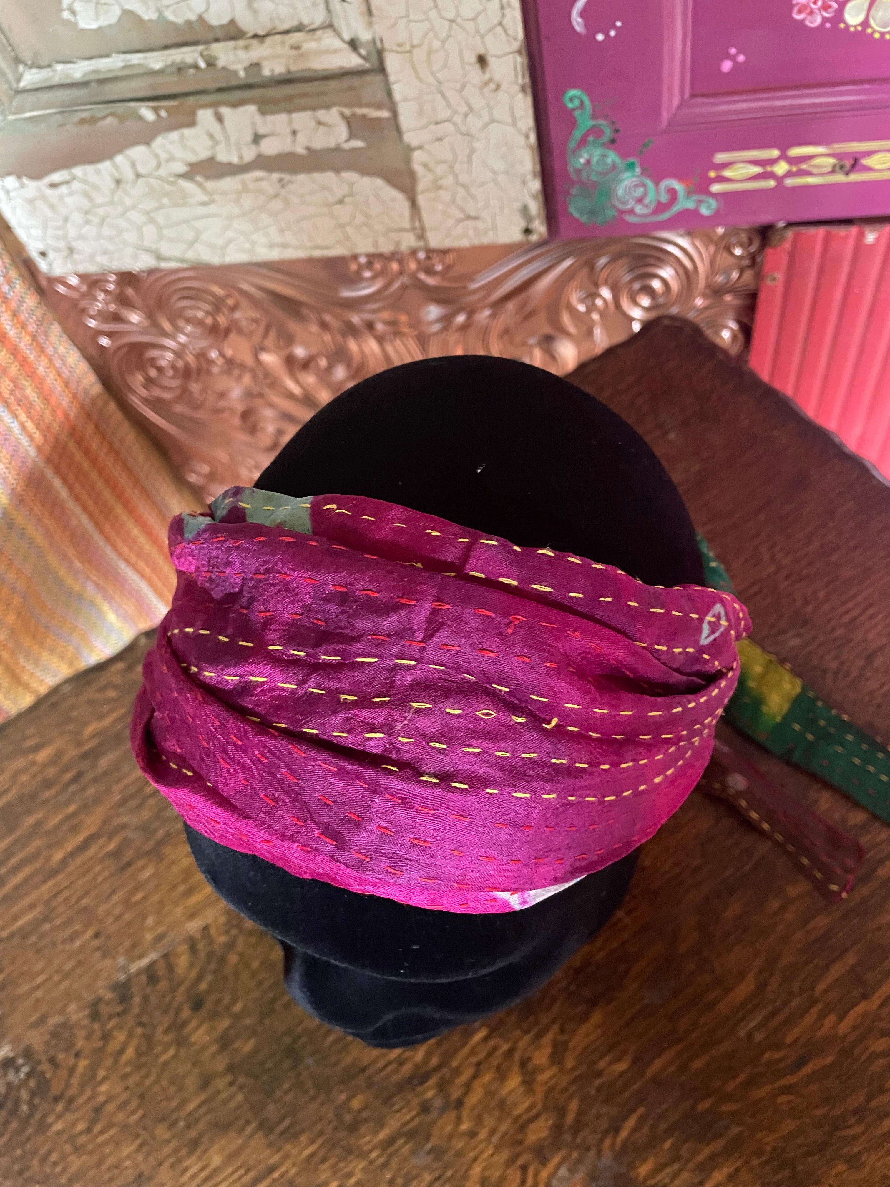 Silk kantha Head Scarf -Reversable