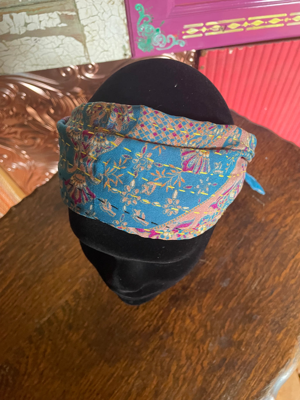Silk kantha Head Scarf -Reversable