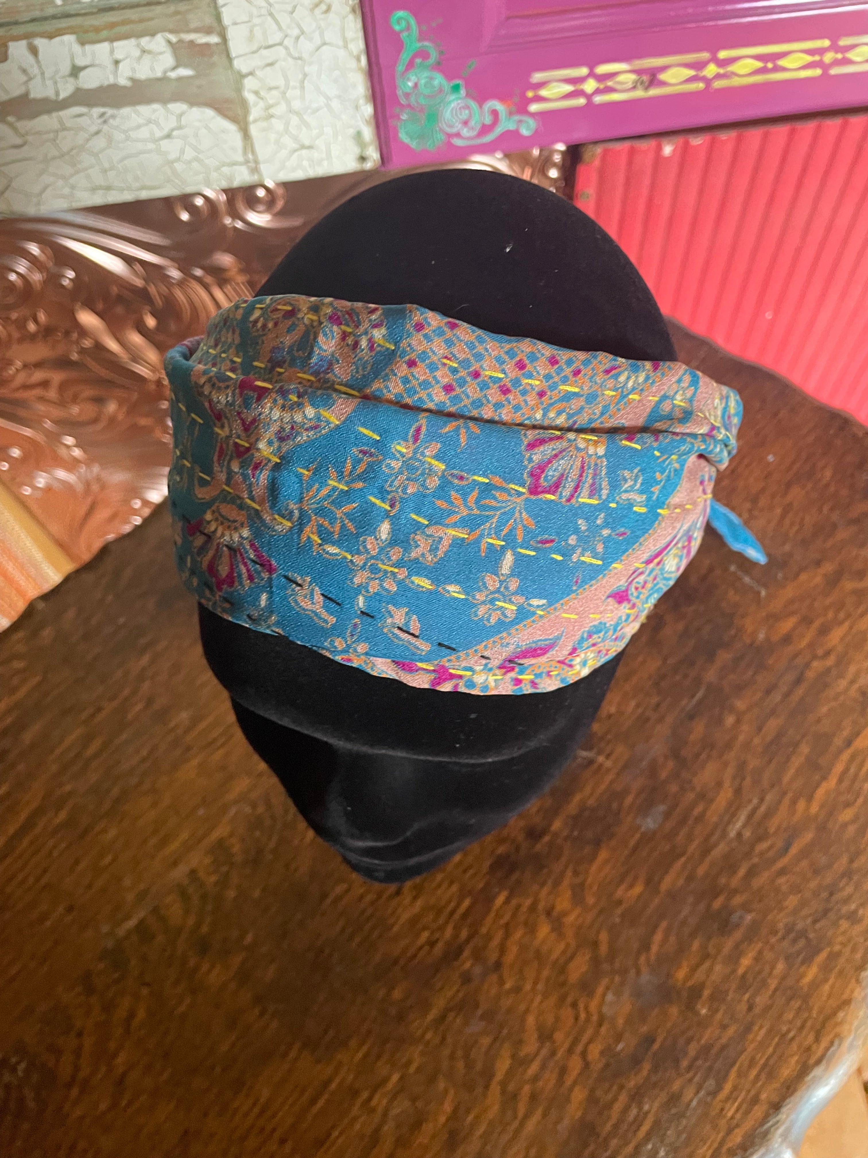Silk kantha Head Scarf -Reversable