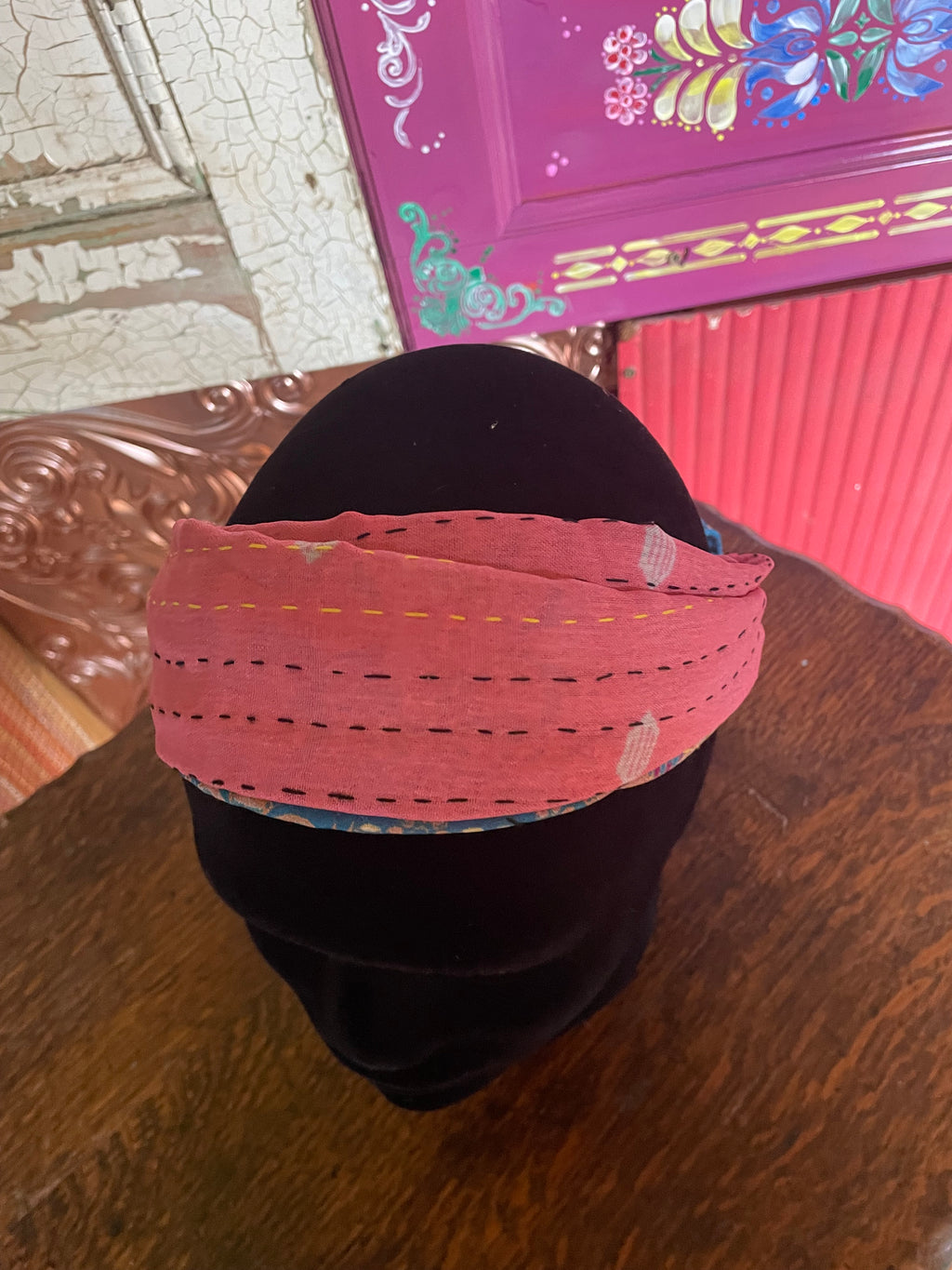 Silk kantha Head Scarf -Reversable