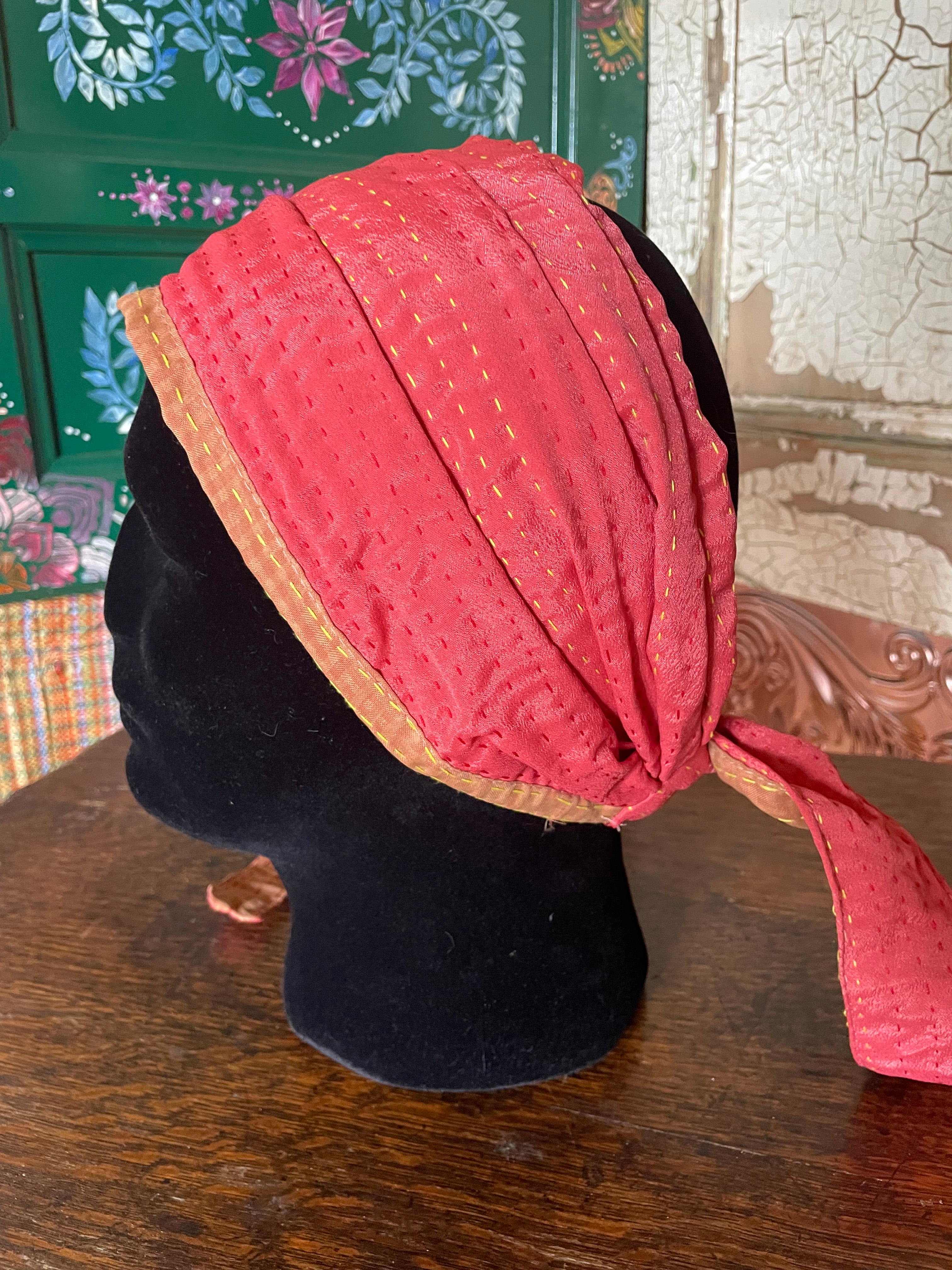 Silk kantha Head Scarf -Reversable