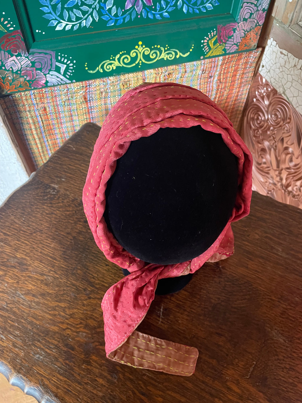 Silk kantha Head Scarf -Reversable