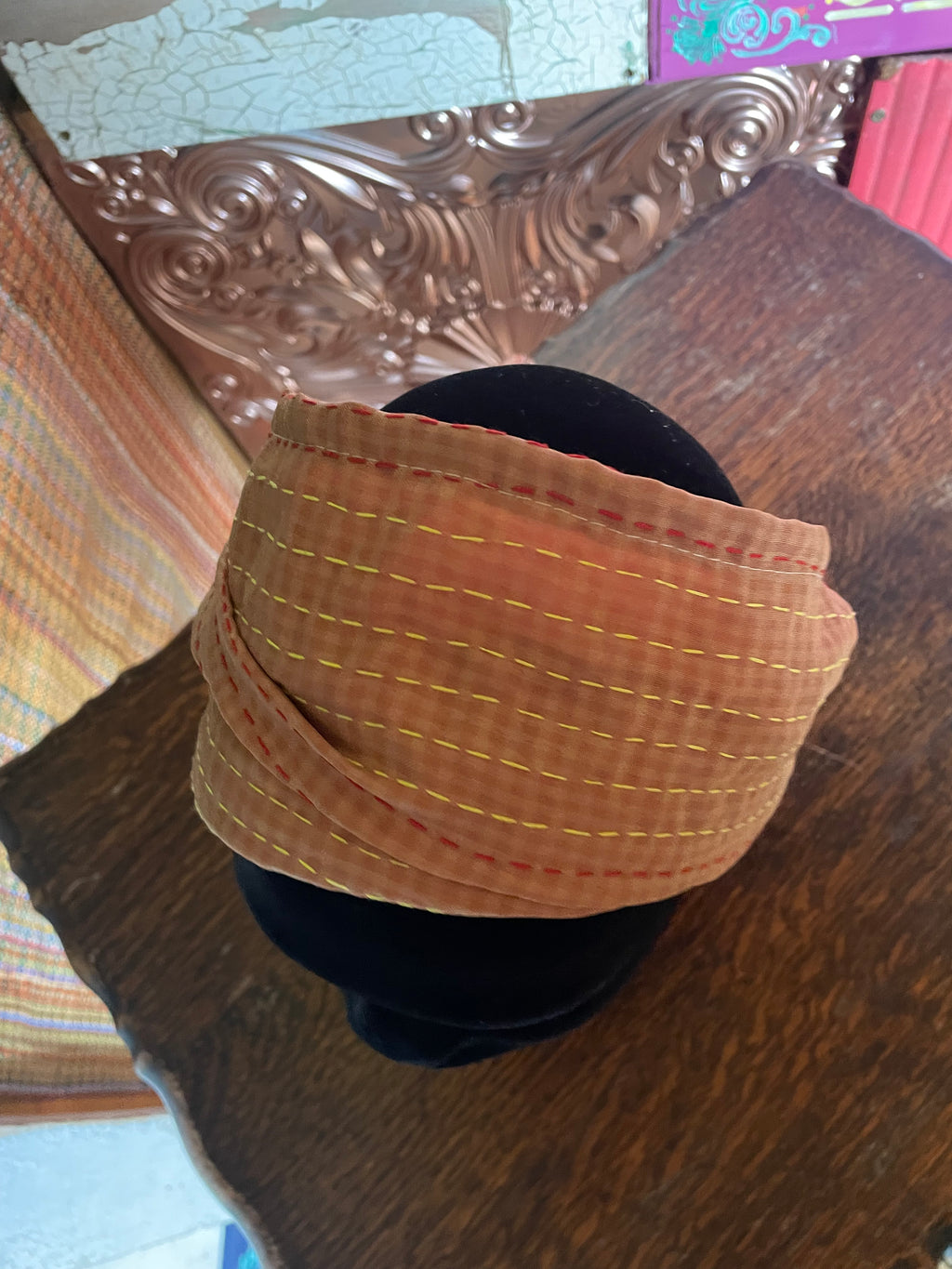 Silk kantha Head Scarf -Reversable