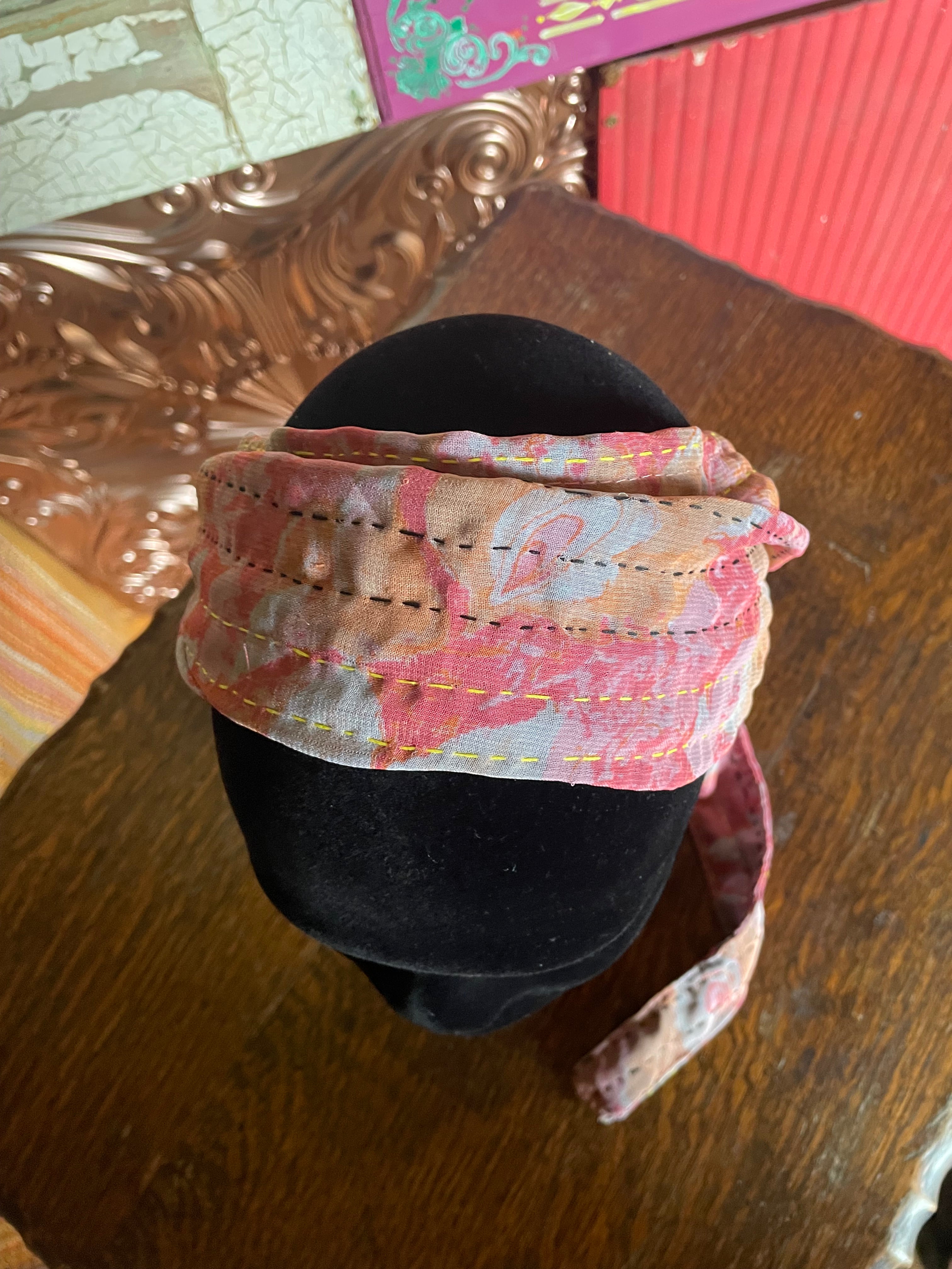 Silk kantha Head Scarf -Reversable