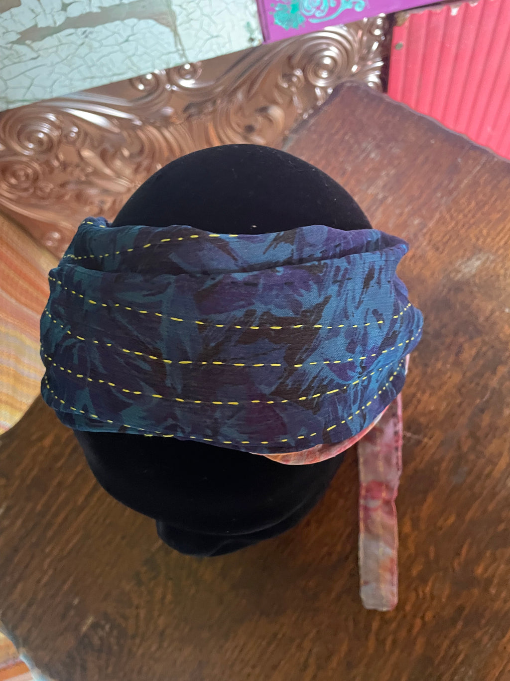 Silk kantha Head Scarf -Reversable