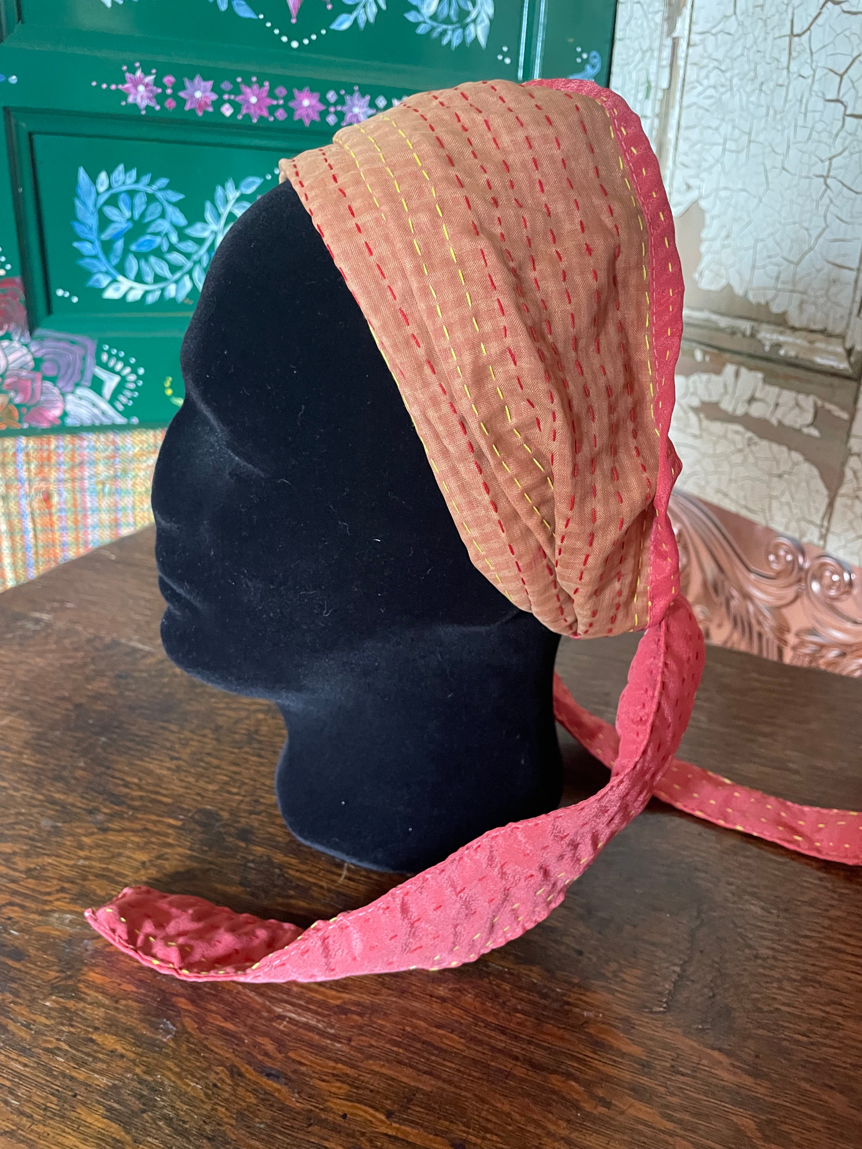 Silk kantha Head Scarf -Reversable