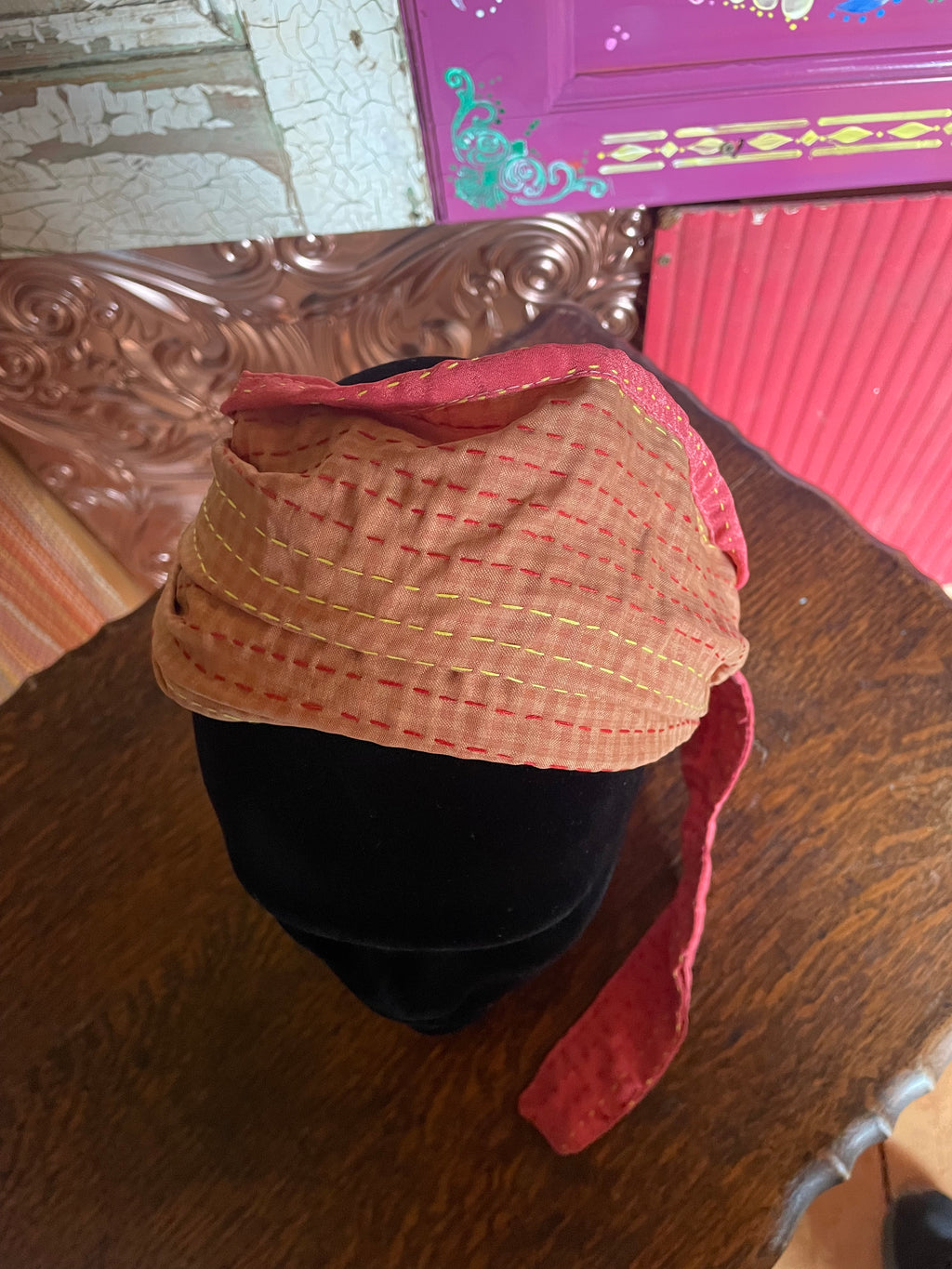 Silk kantha Head Scarf -Reversable