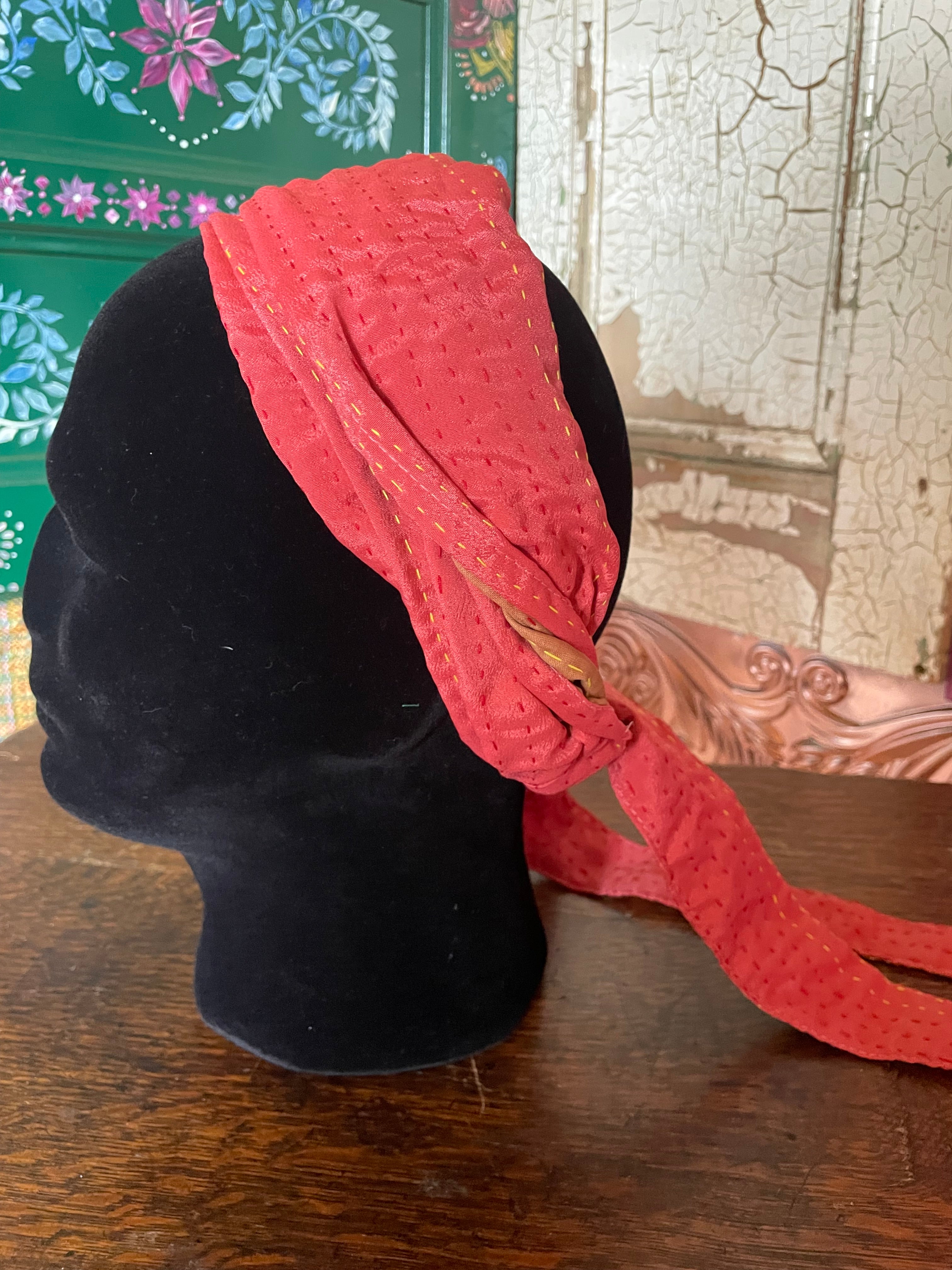 Silk kantha Head Scarf -Reversable