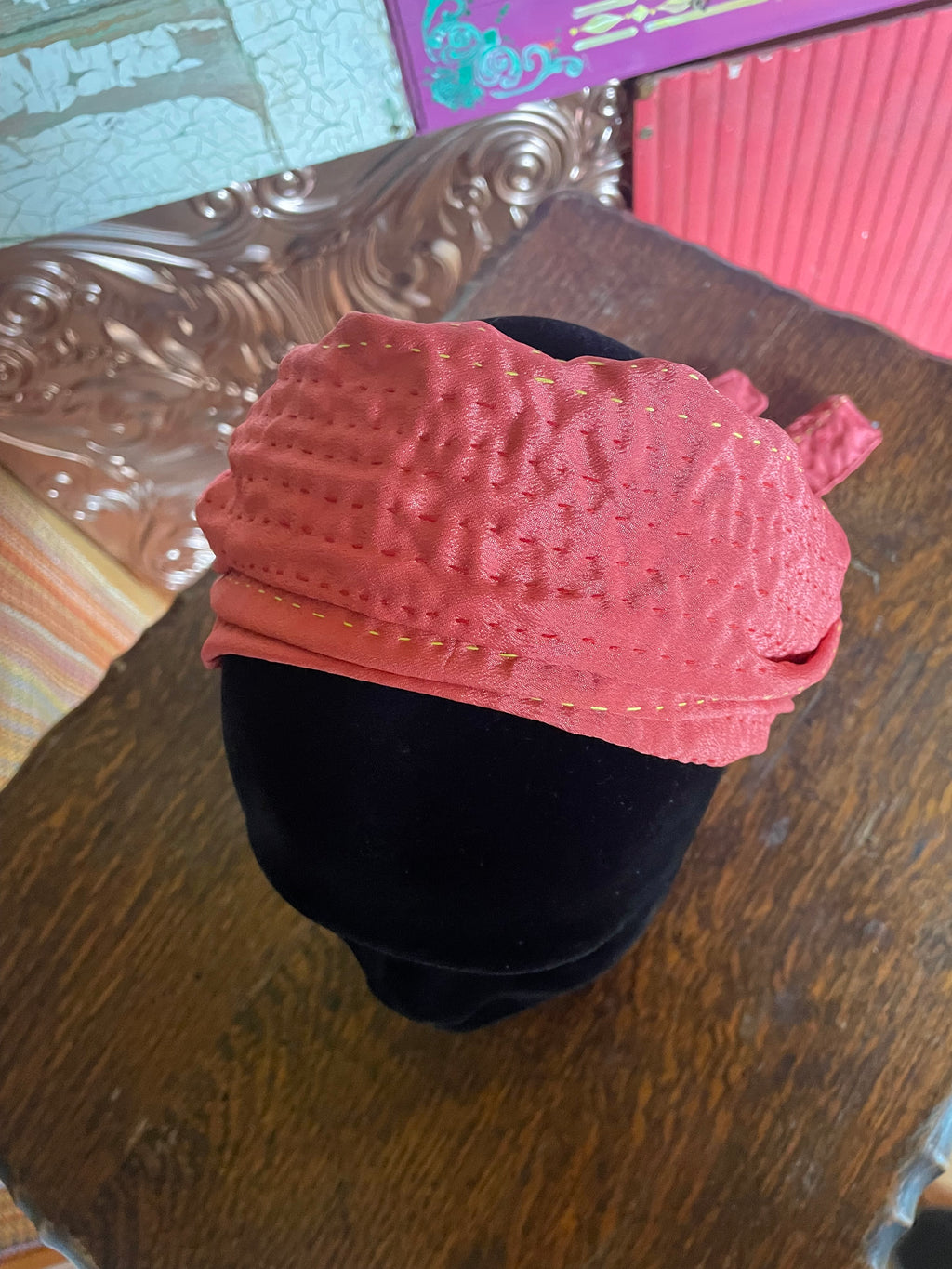 Silk kantha Head Scarf -Reversable