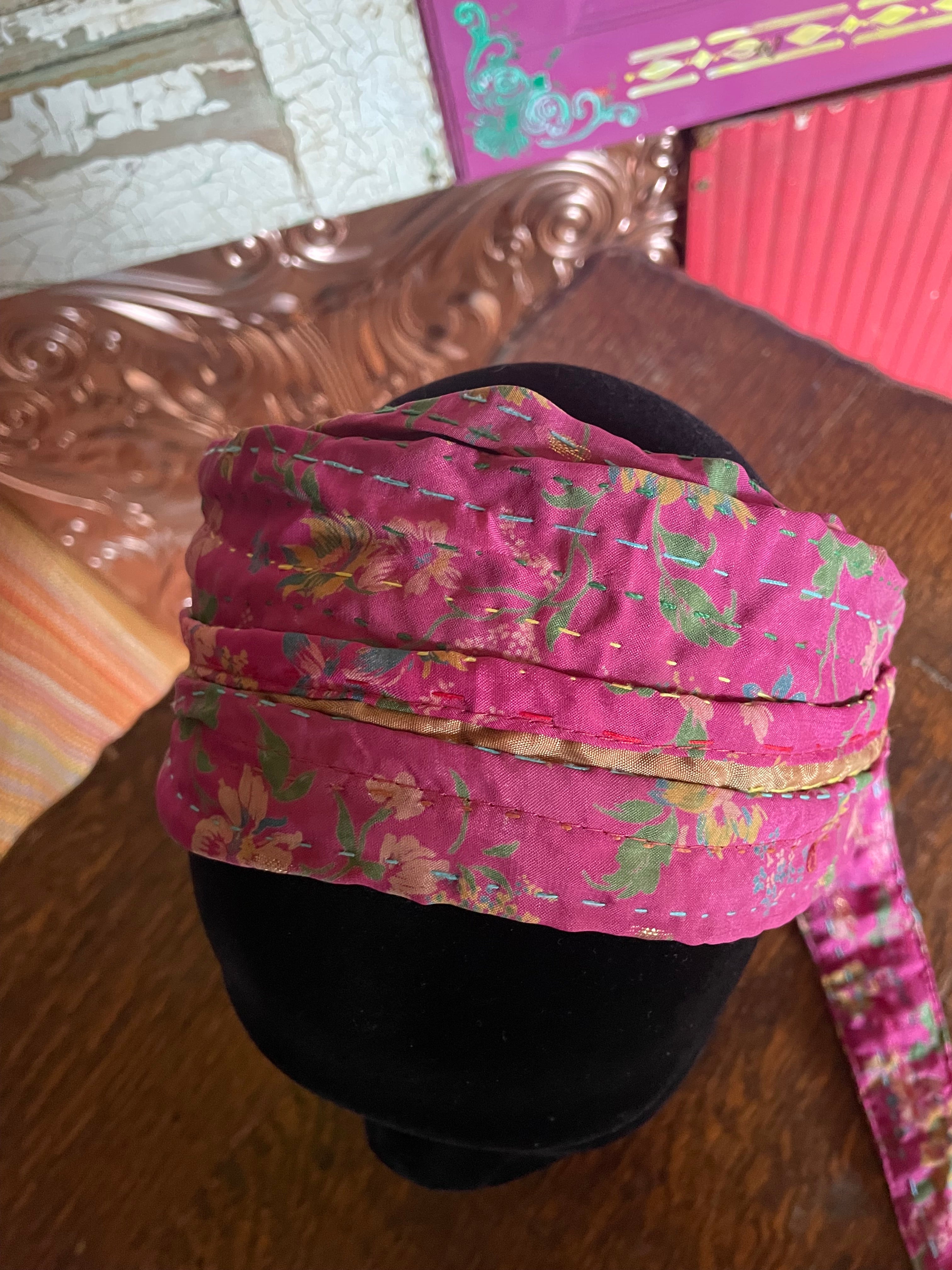Silk kantha Head Scarf -Reversable