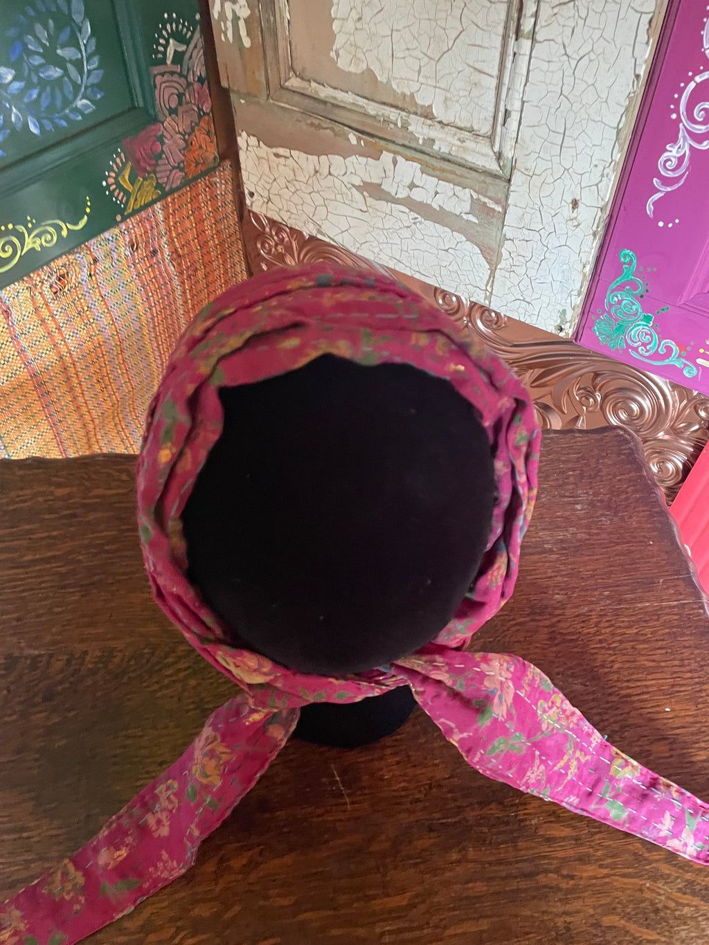 Silk kantha Head Scarf -Reversable