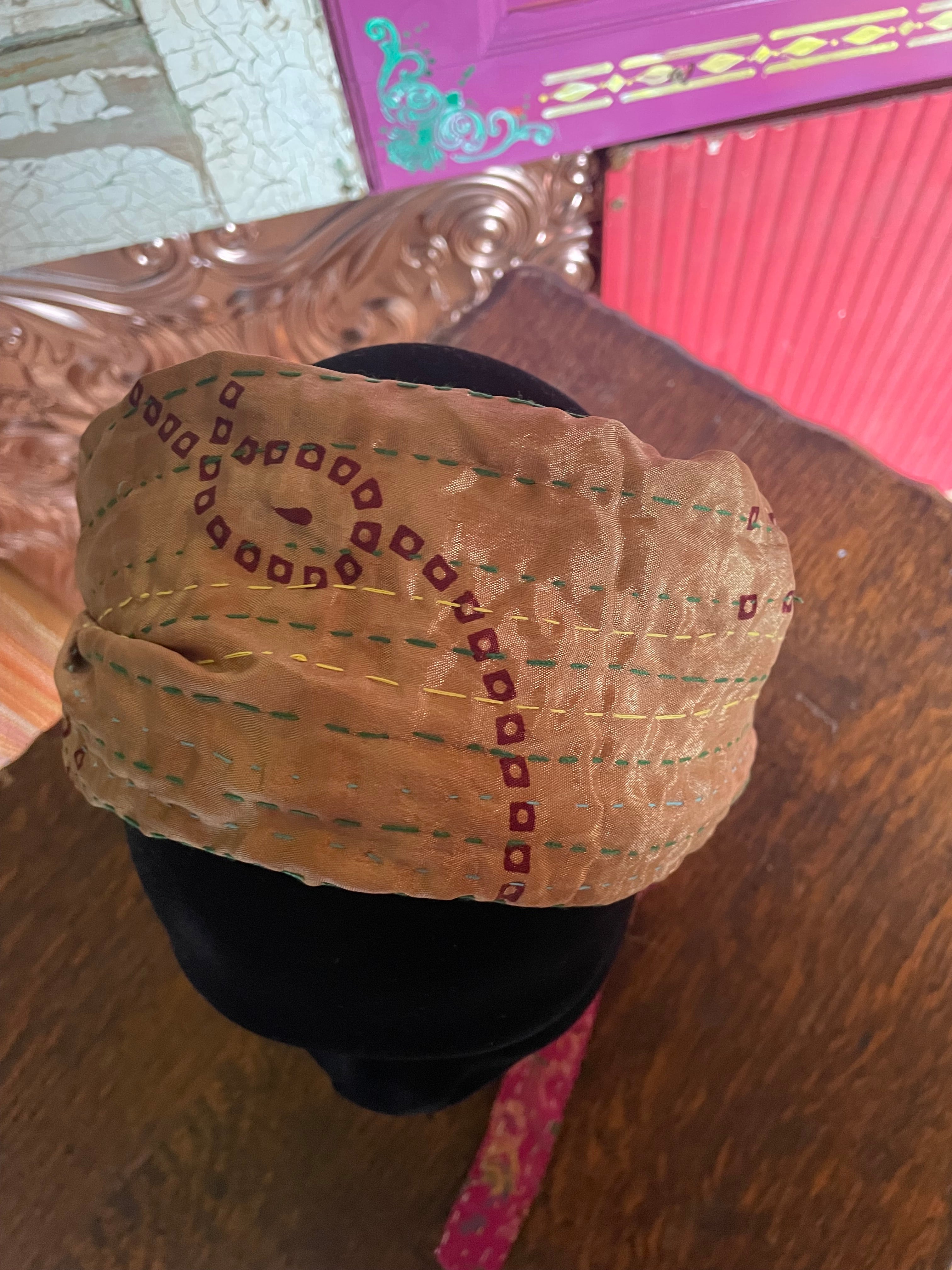 Silk kantha Head Scarf -Reversable