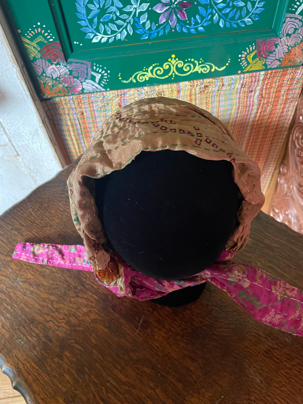 Silk kantha Head Scarf -Reversable