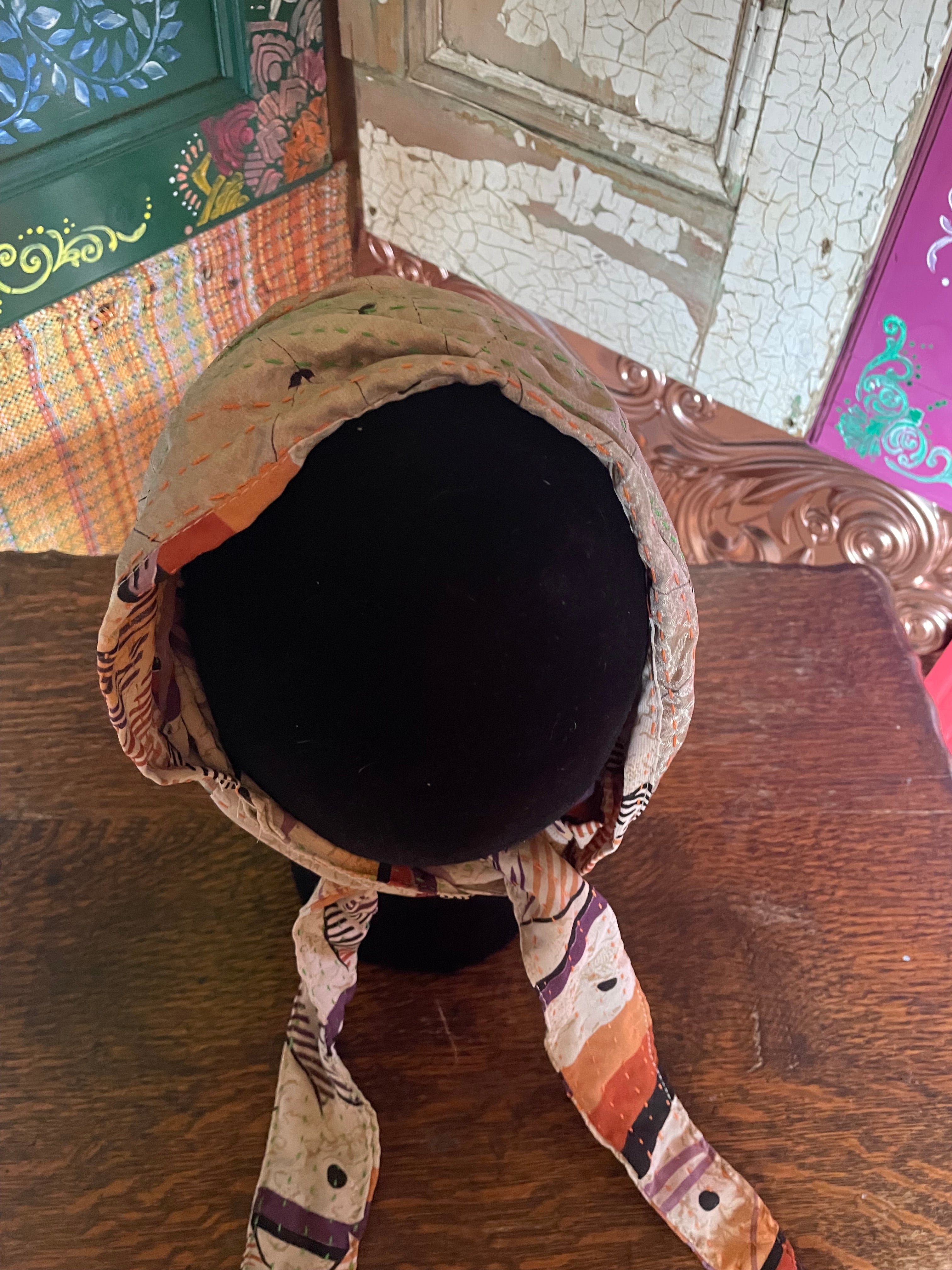 Silk kantha Head Scarf -Reversable