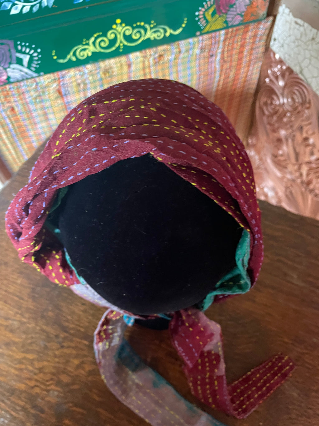 Silk kantha Head Scarf -Reversable