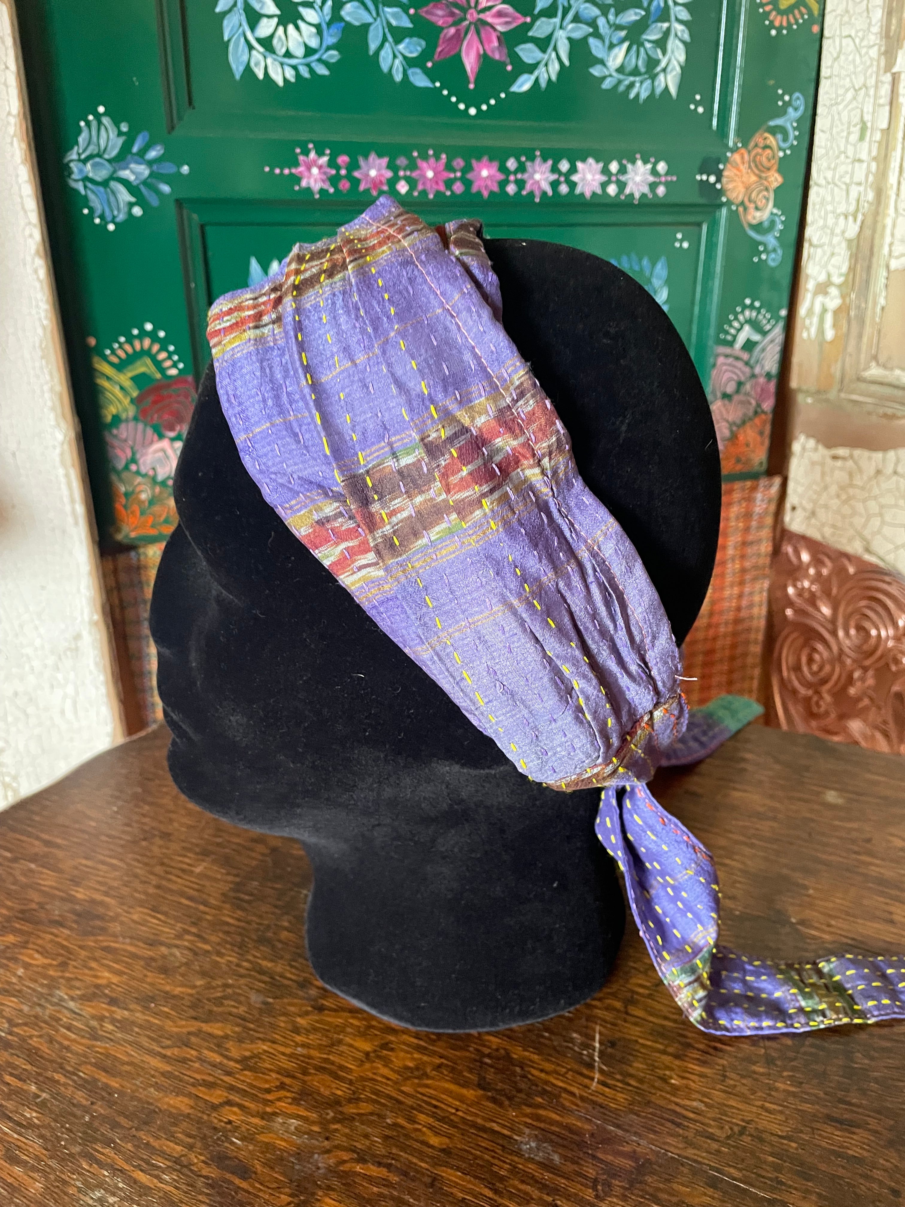 Silk kantha Head Scarf -Reversable