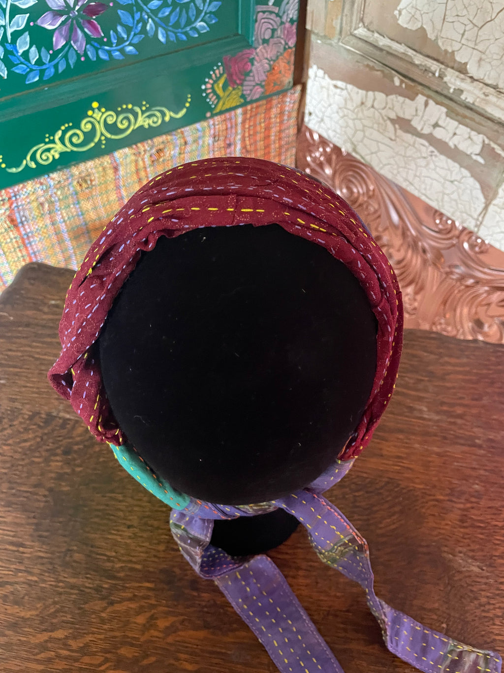 Silk kantha Head Scarf -Reversable