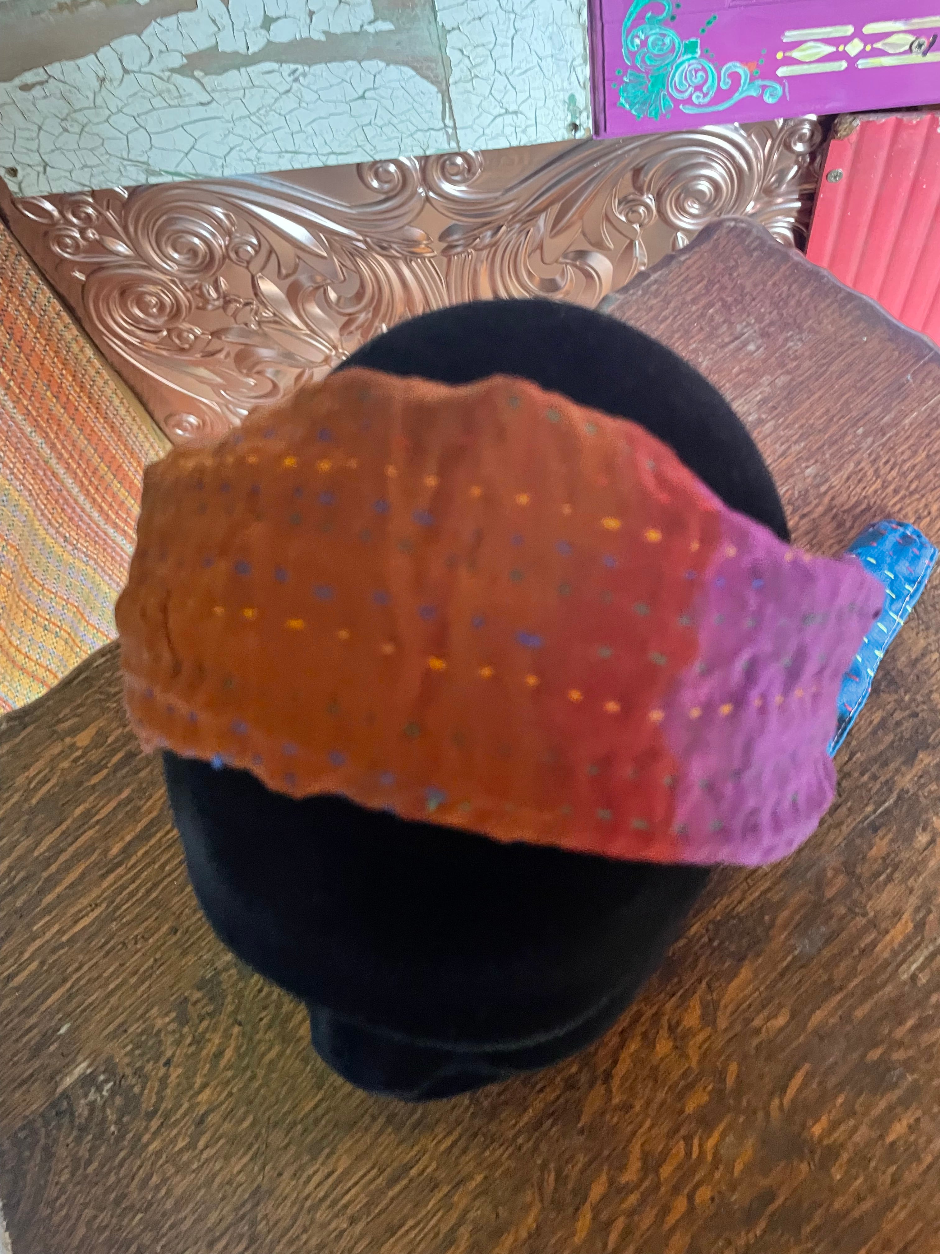 Silk kantha Head Scarf -Reversable