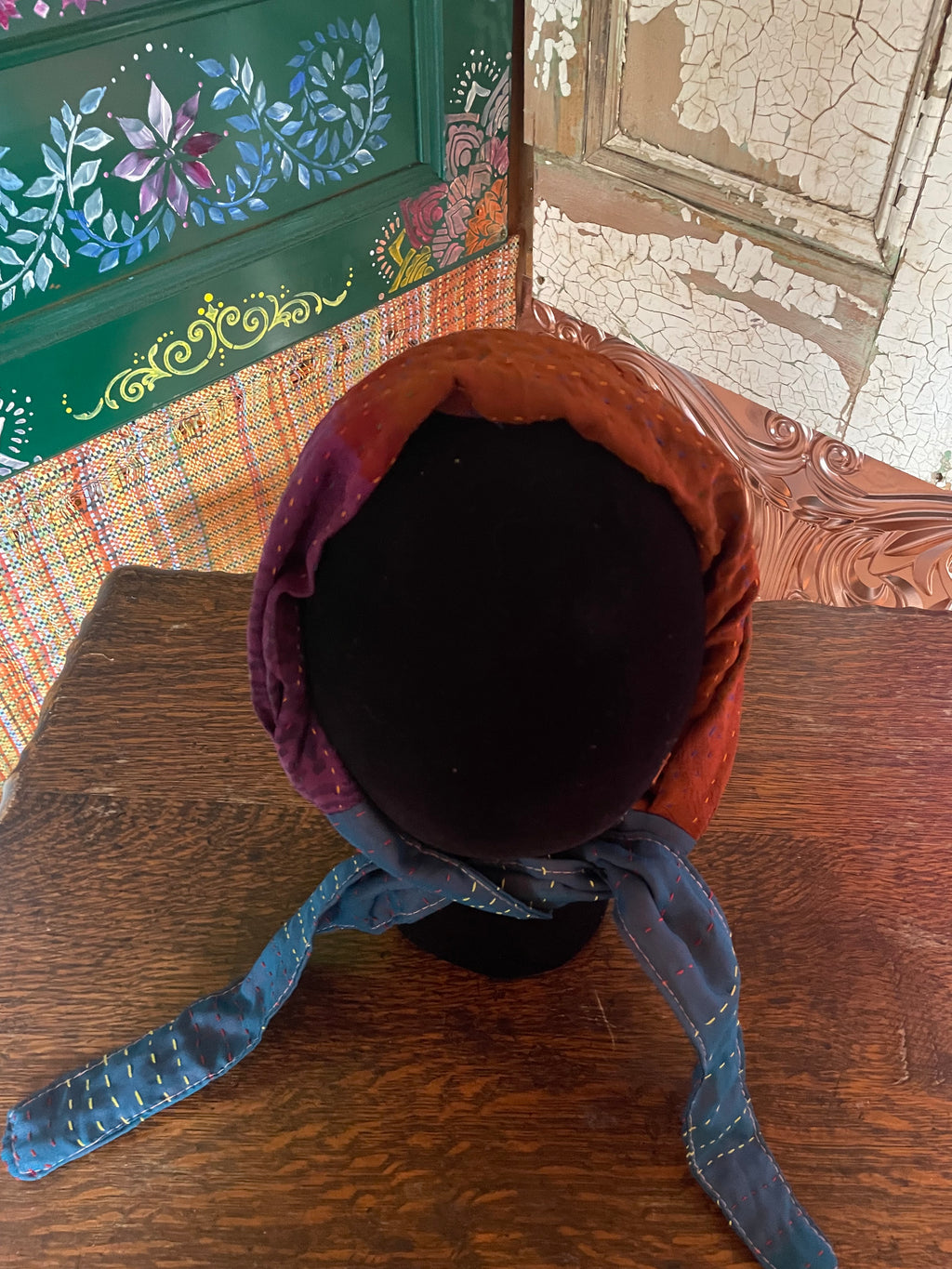 Silk kantha Head Scarf -Reversable