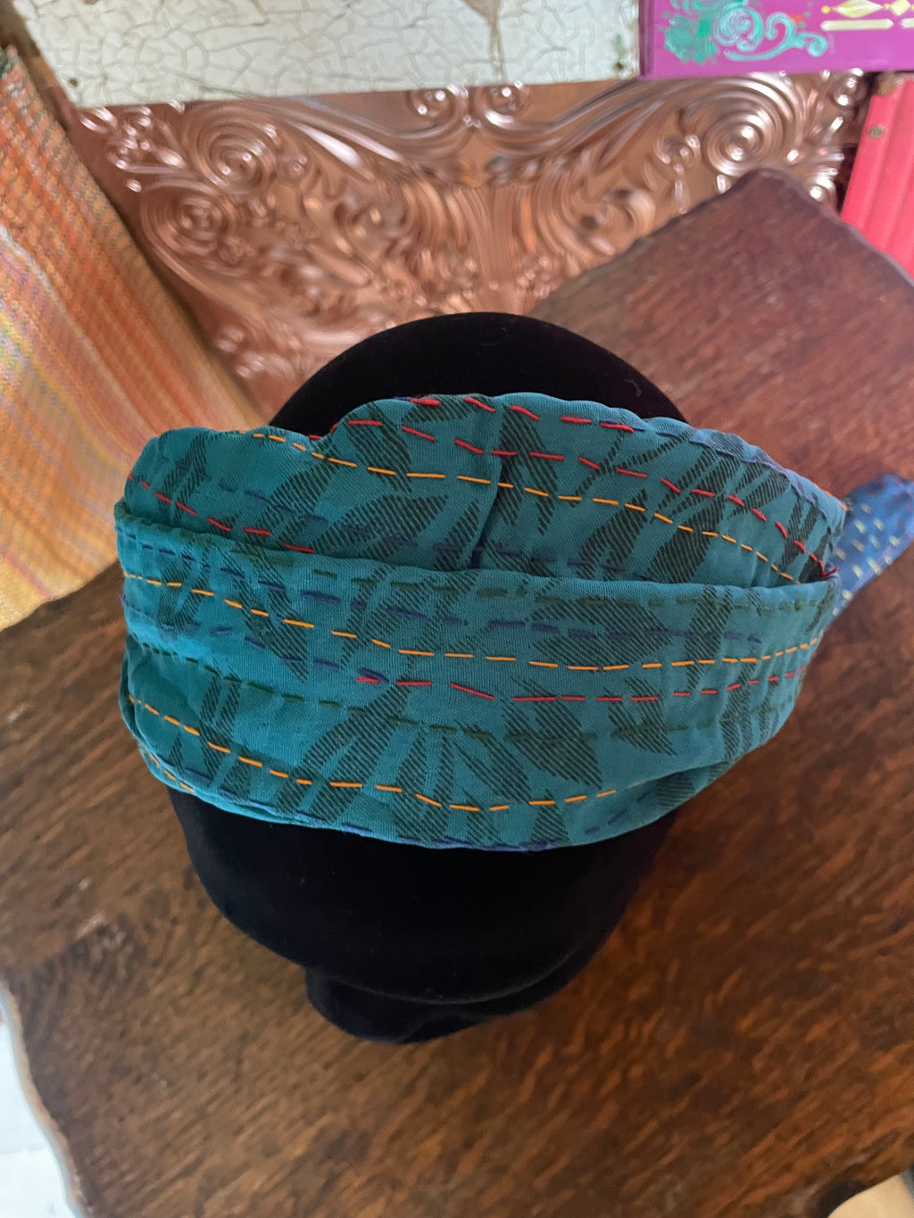 Silk kantha Head Scarf -Reversable