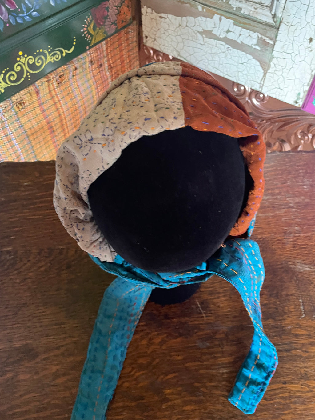 Silk kantha Head Scarf -Reversable